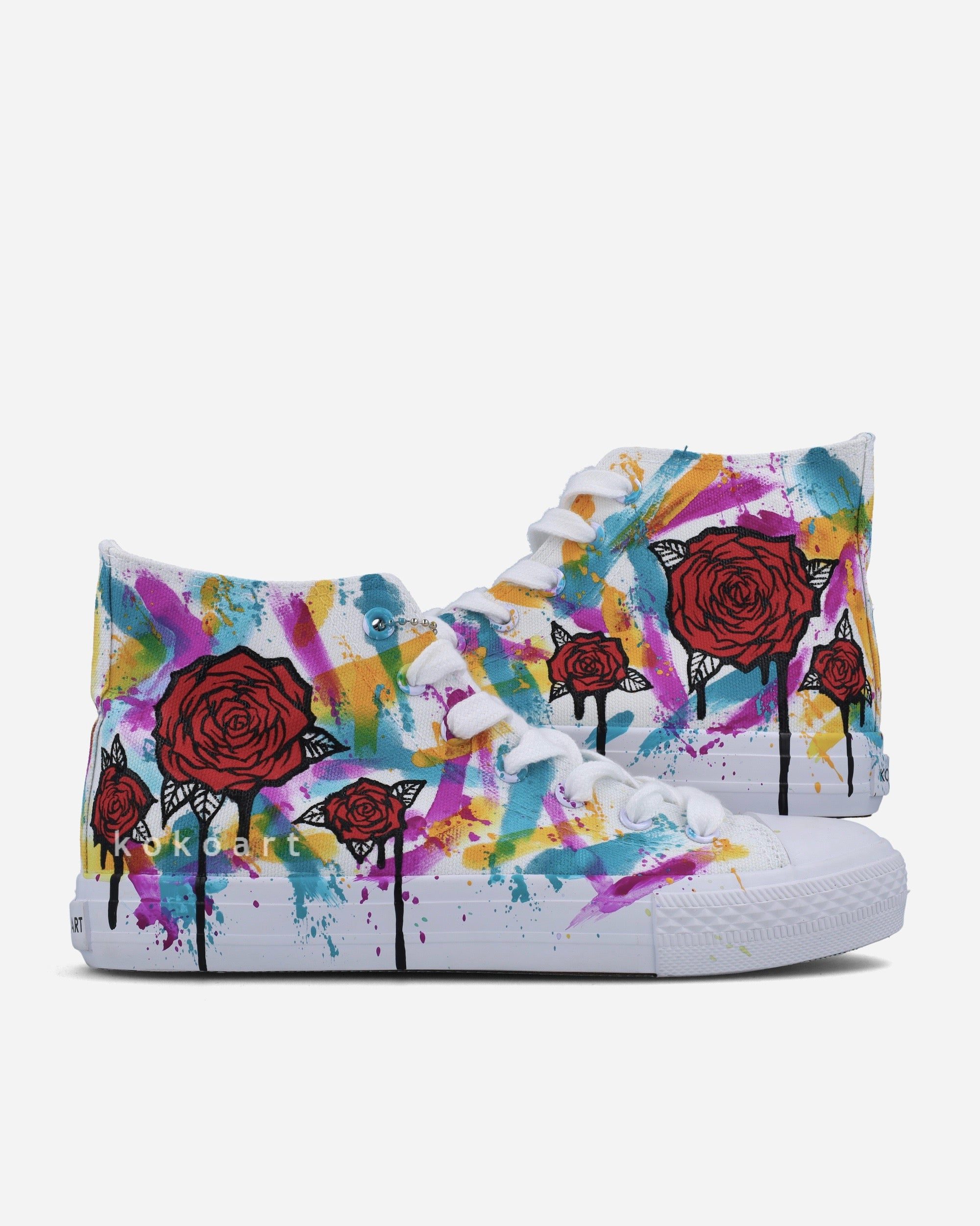 Roses with Brush Strokes Hand Painted Shoes