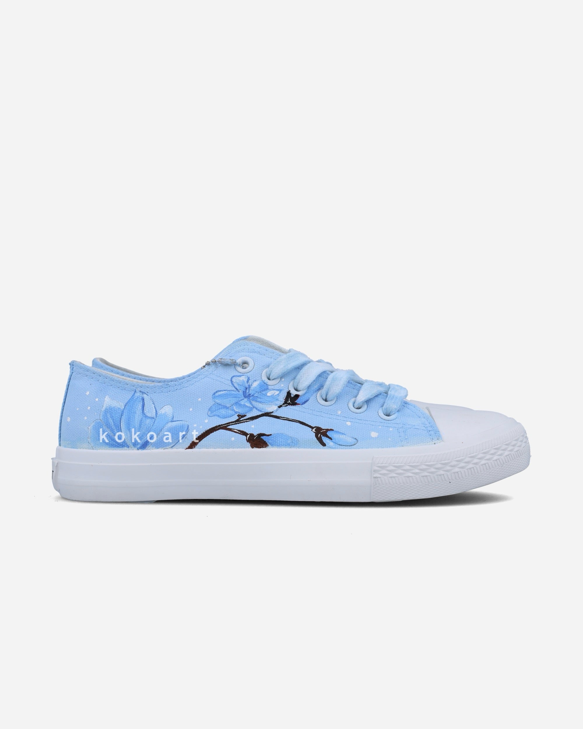 Blue Flowers and Butterfly Hand Painted Shoes