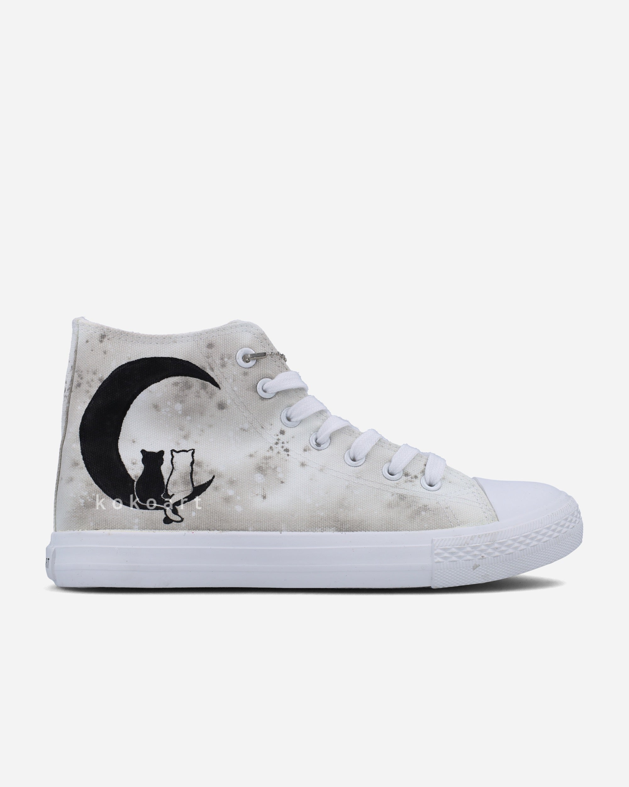 Black Cats Silohuette and MandalaHand Painted Shoes