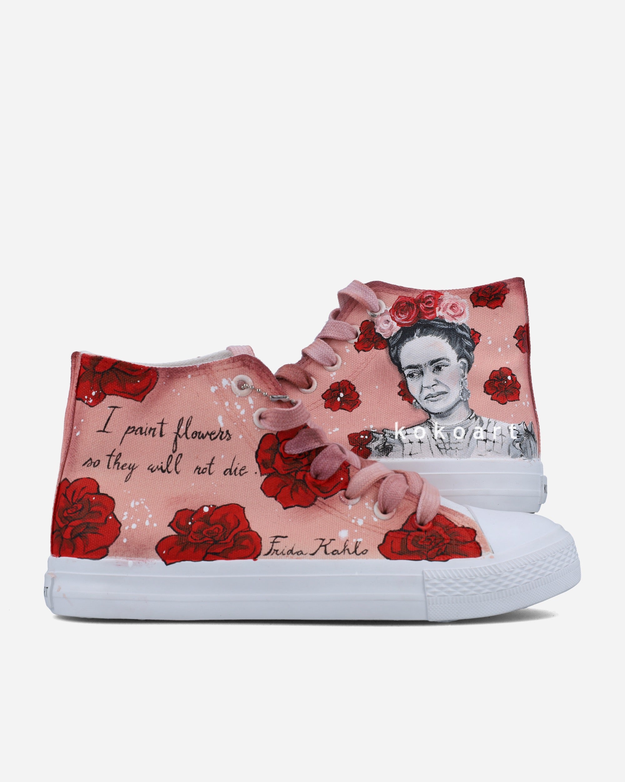 Frida Kahlo Portrait Hand Painted Shoes