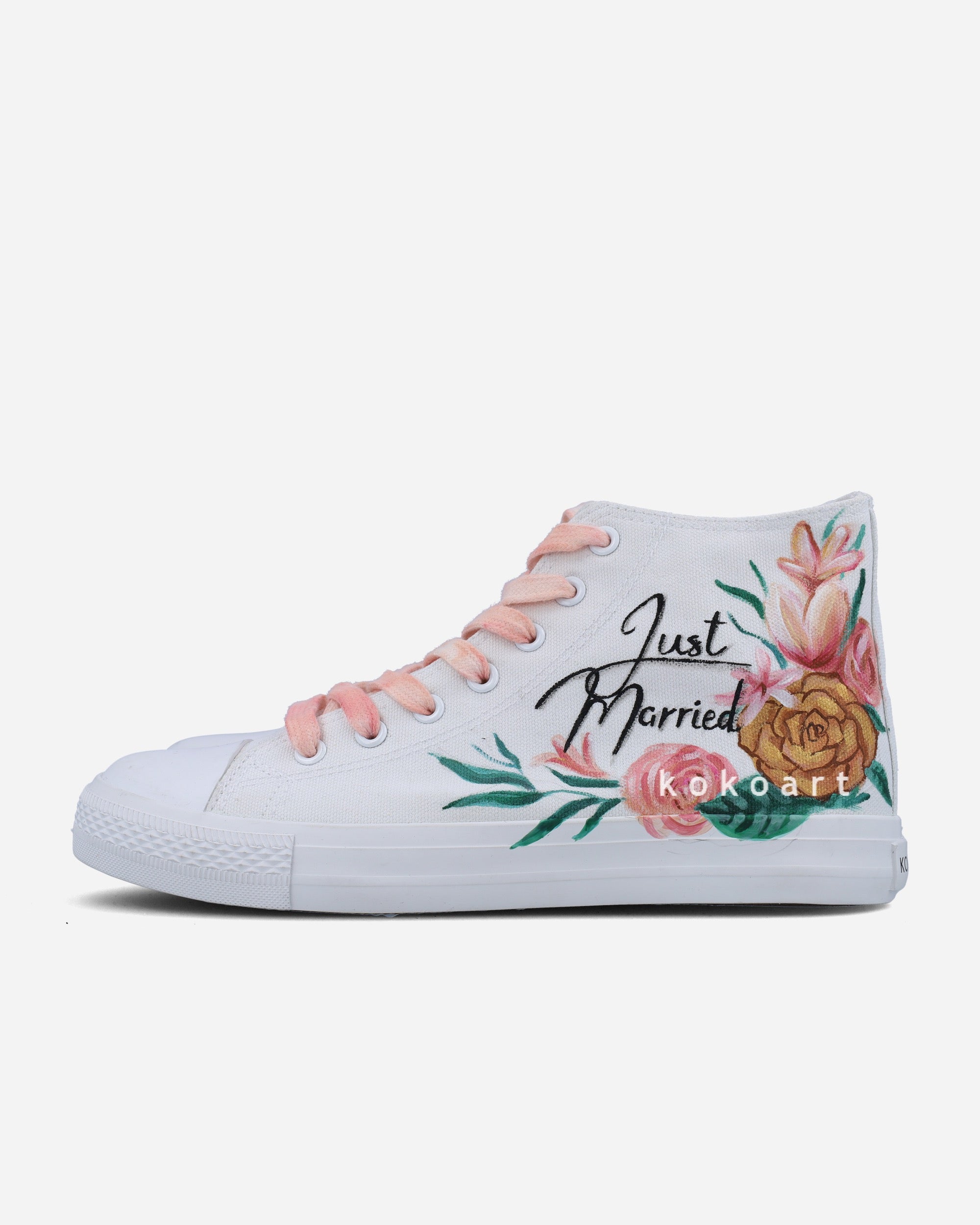 Just Married Floral Wedding Shoes