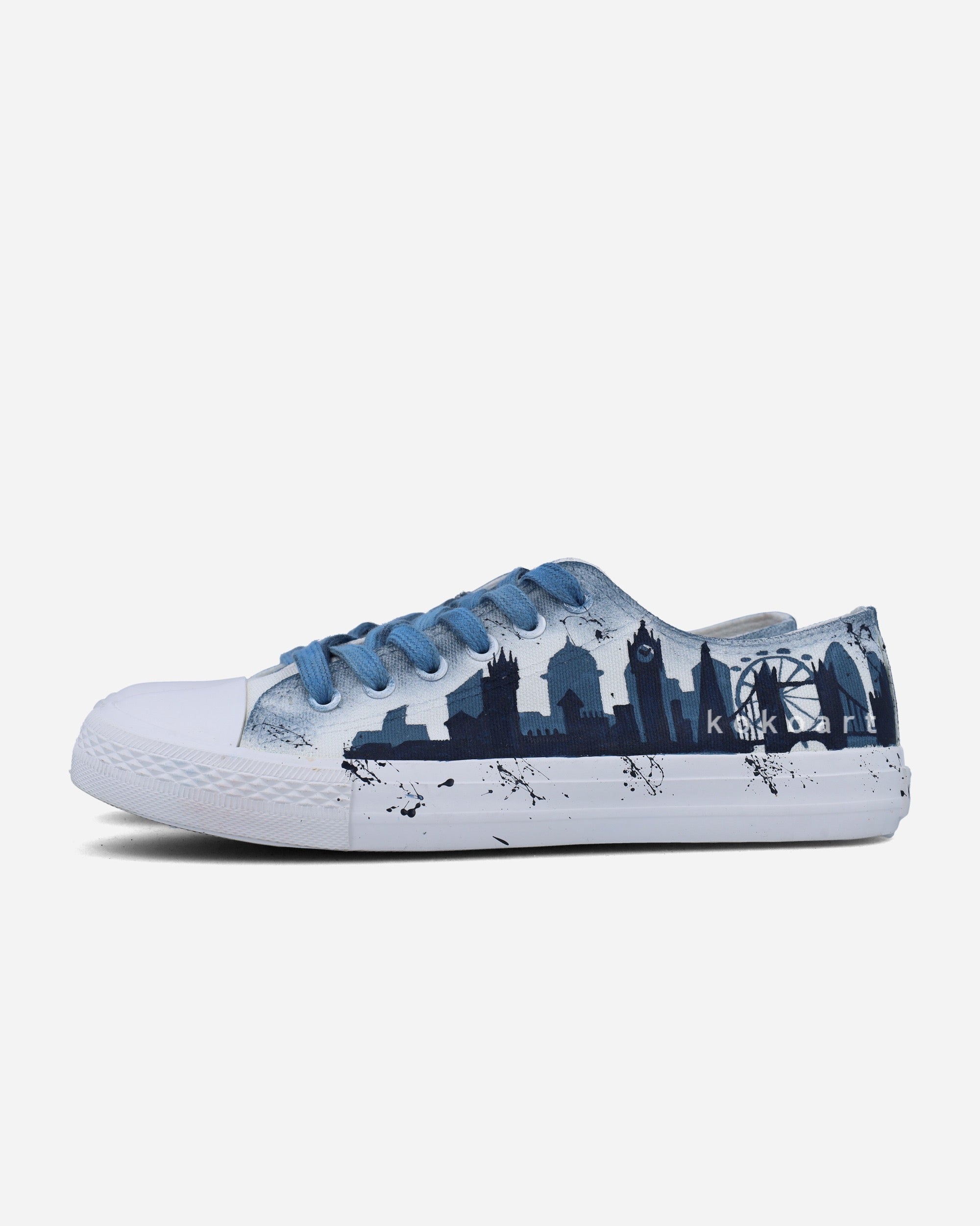 Blue London Skyline Hand Painted Shoes