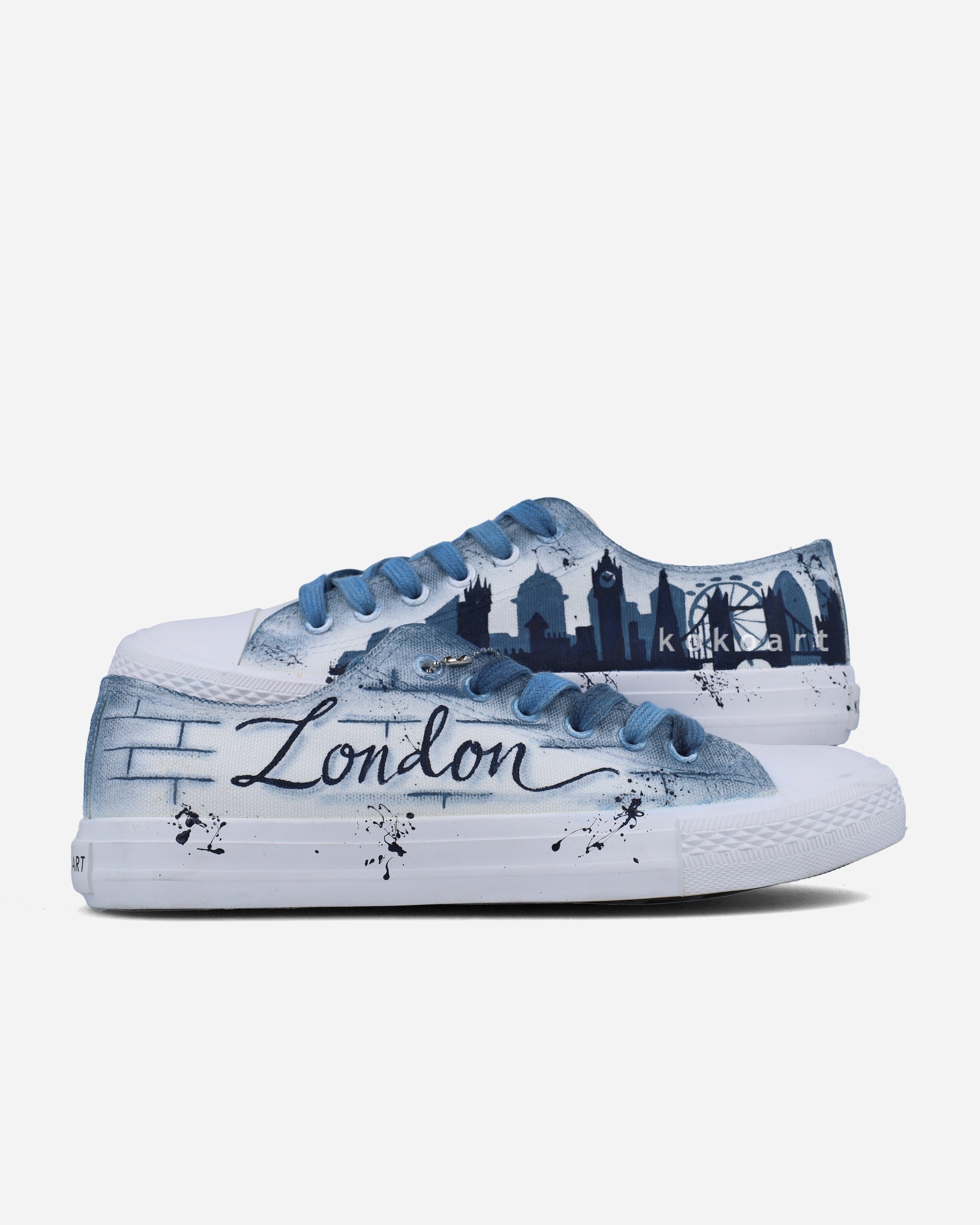 Blue London Skyline Hand Painted Shoes