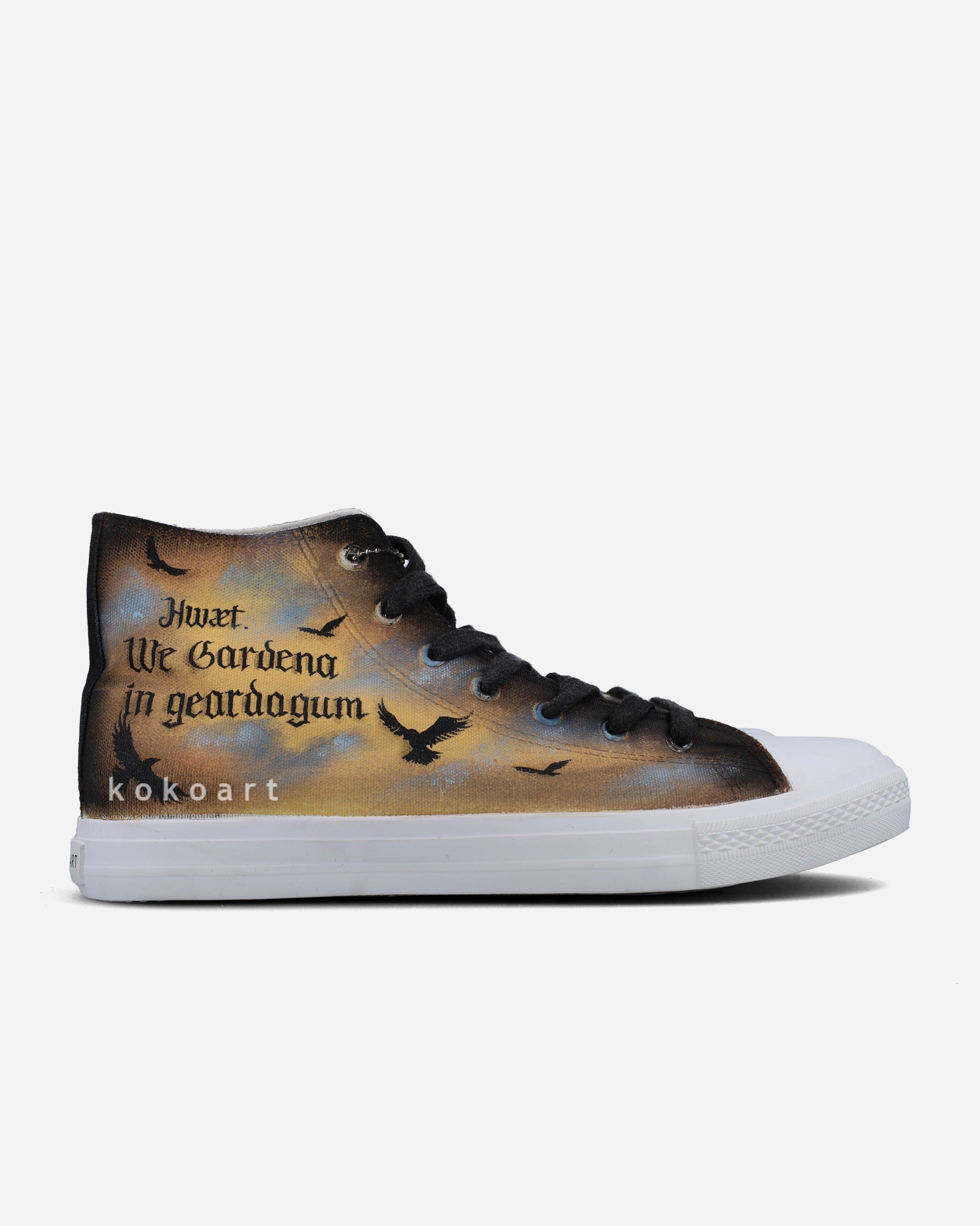 Pet Portrait with Quote Hand Painted Shoes