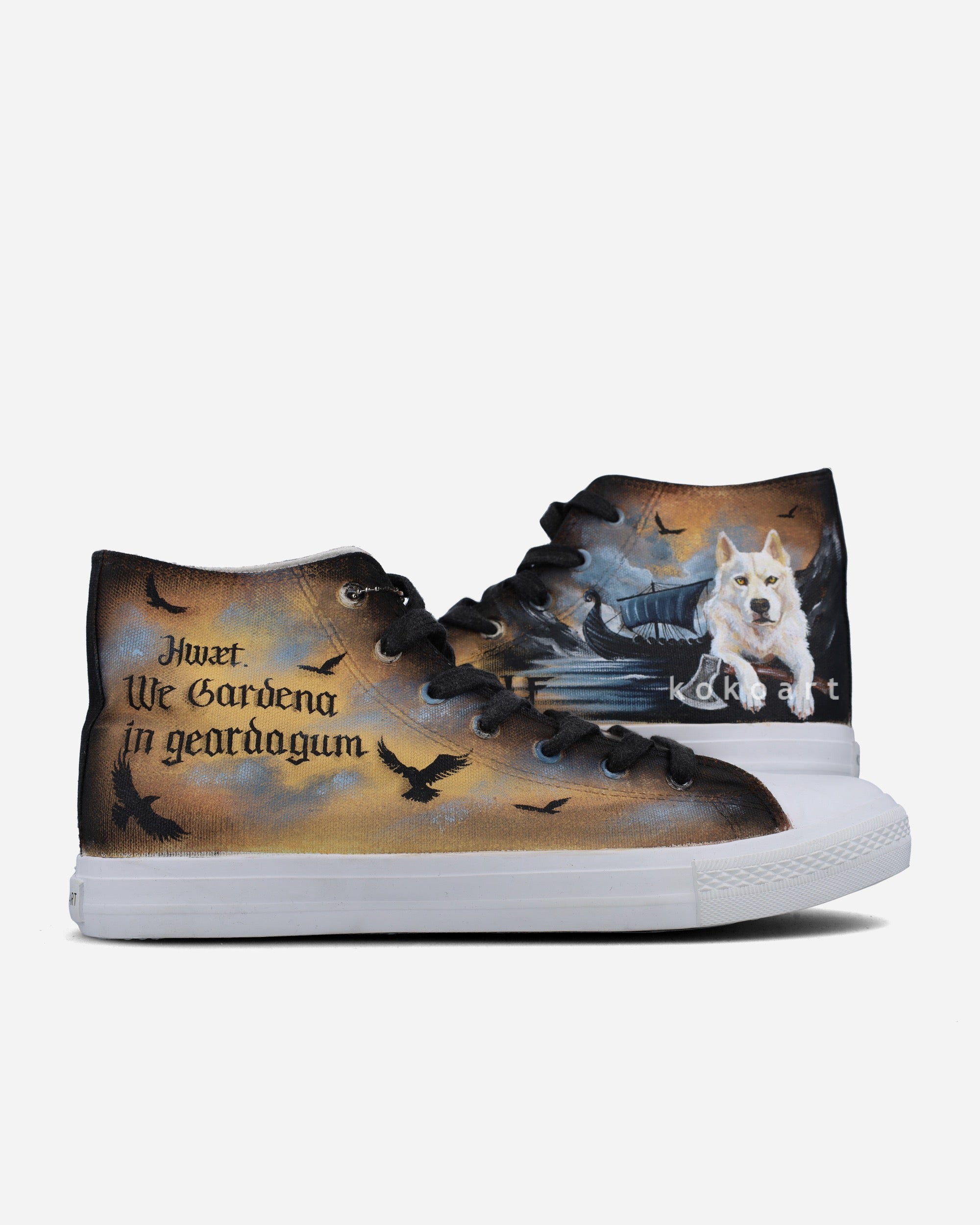 Pet Portrait with Quote Hand Painted Shoes