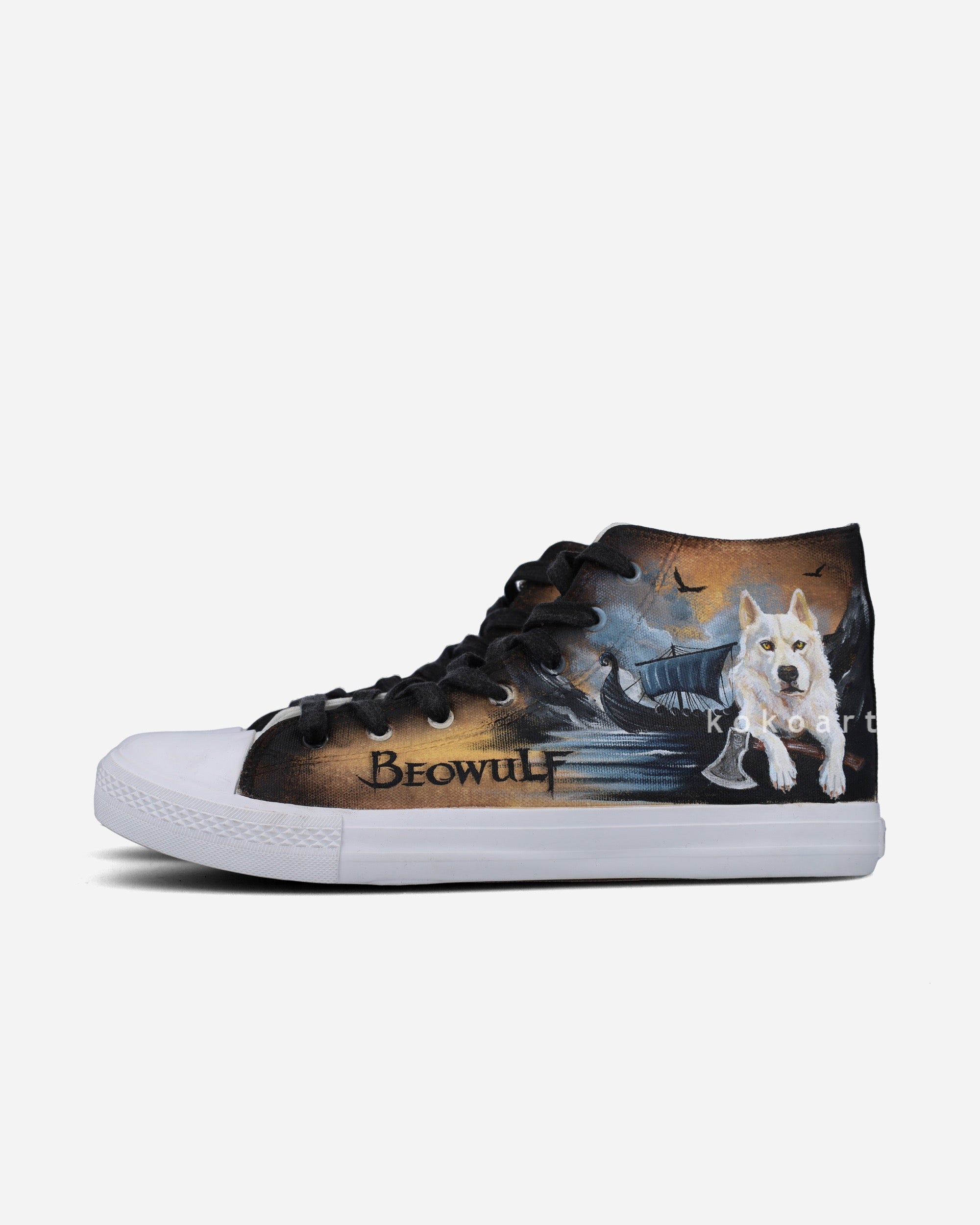 Pet Portrait with Quote Hand Painted Shoes