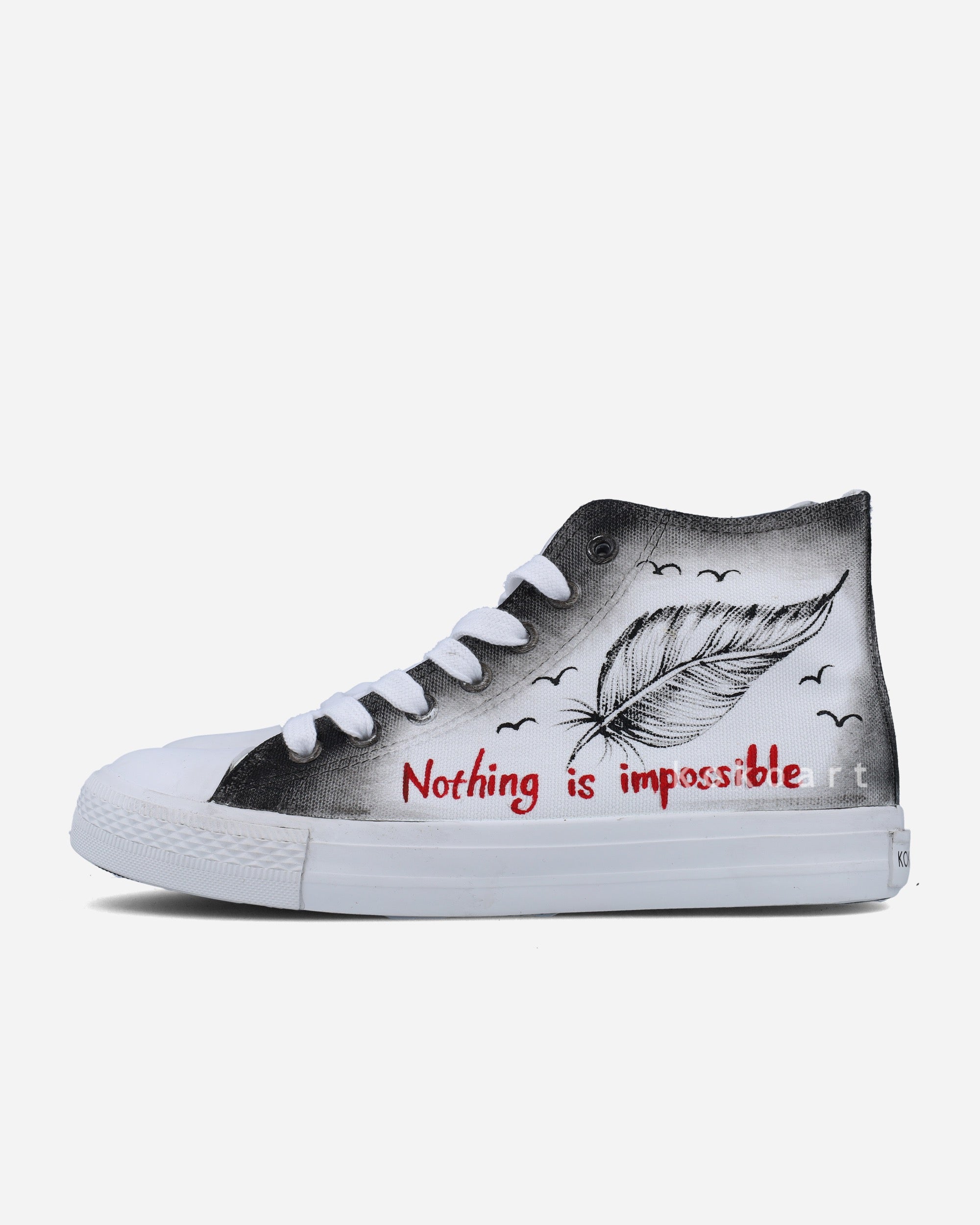 Feather & Red Roses Hand Painted Shoes