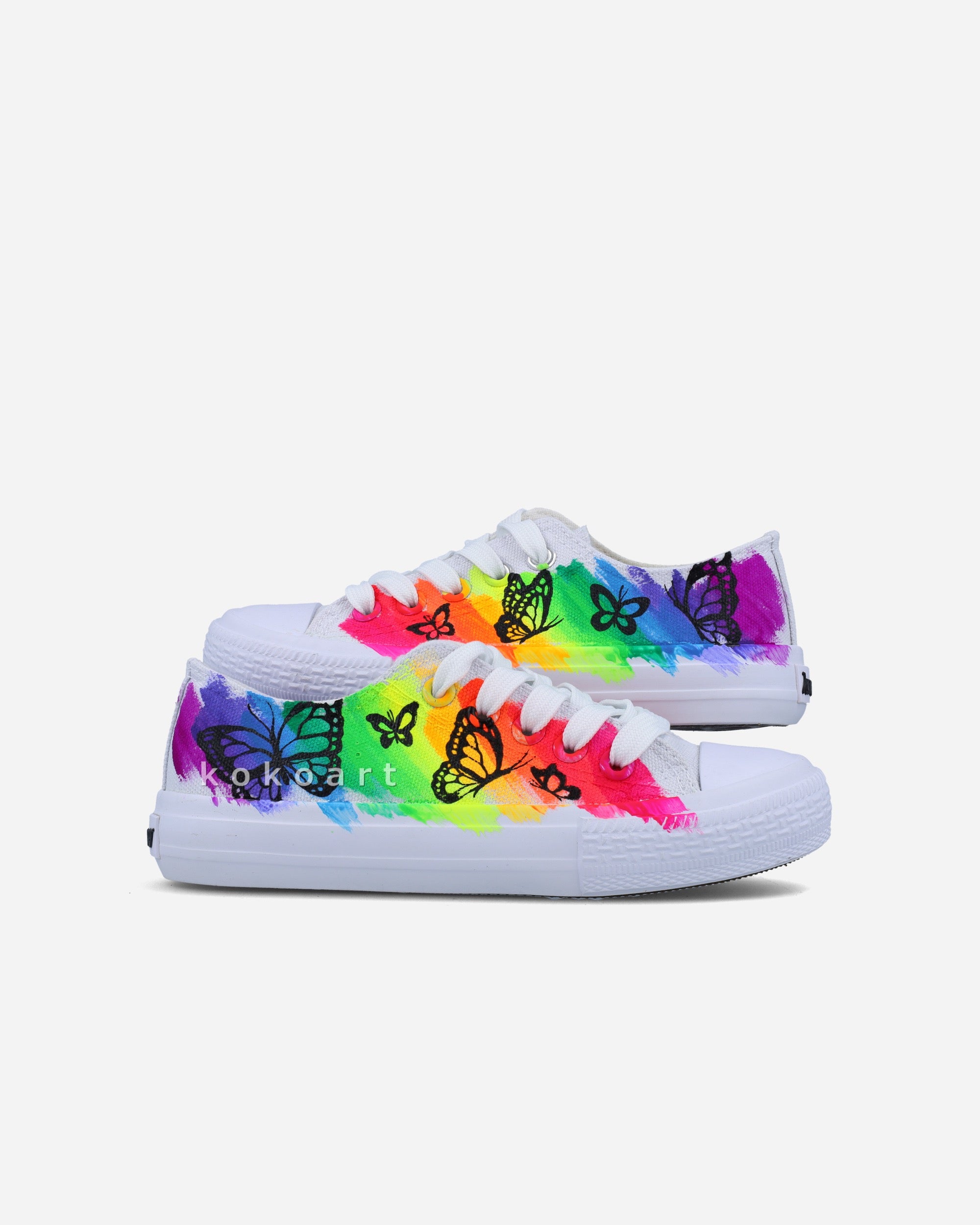Neon Splatters Butterflies Hand Painted Shoes