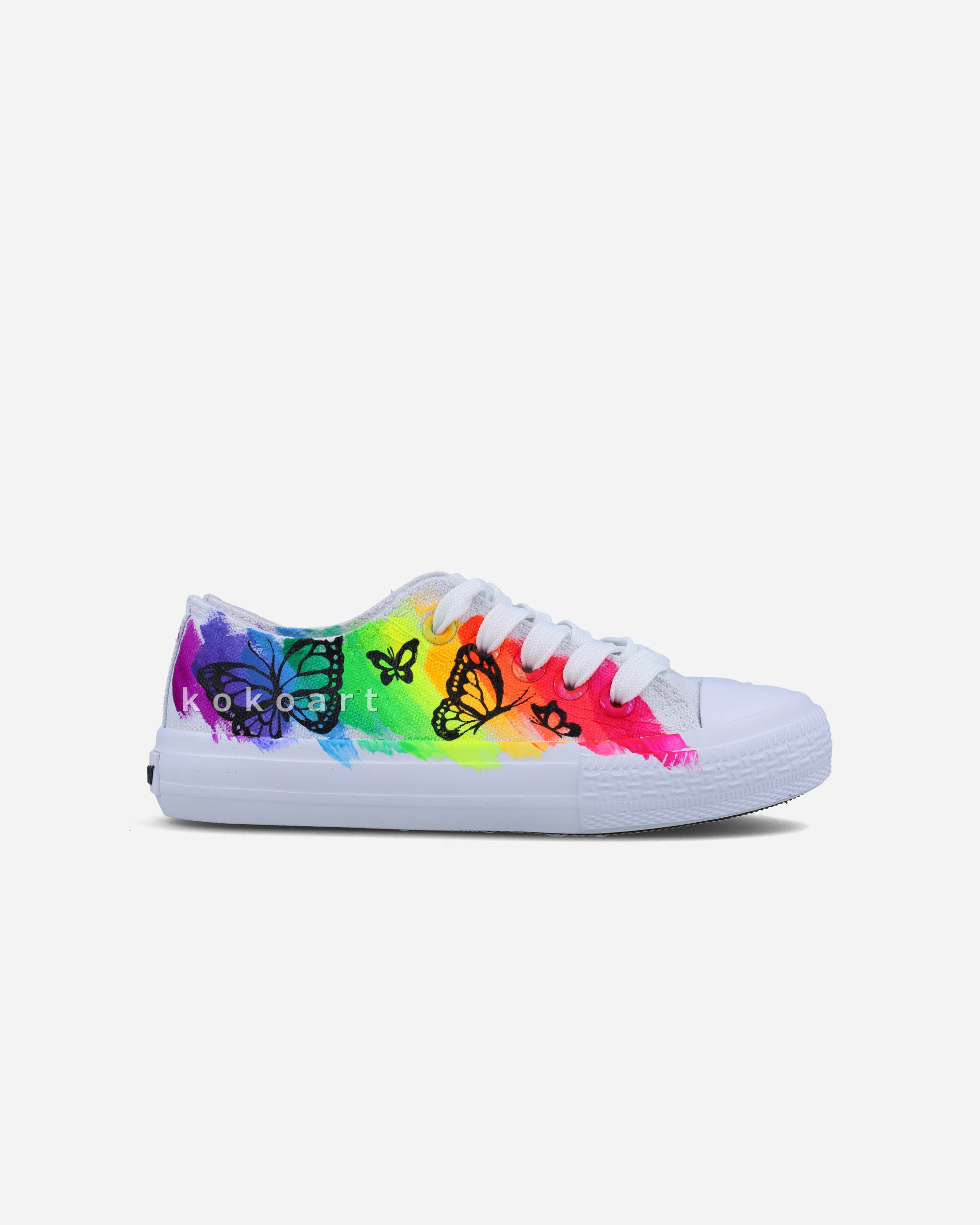 Neon Splatters Butterflies Hand Painted Shoes