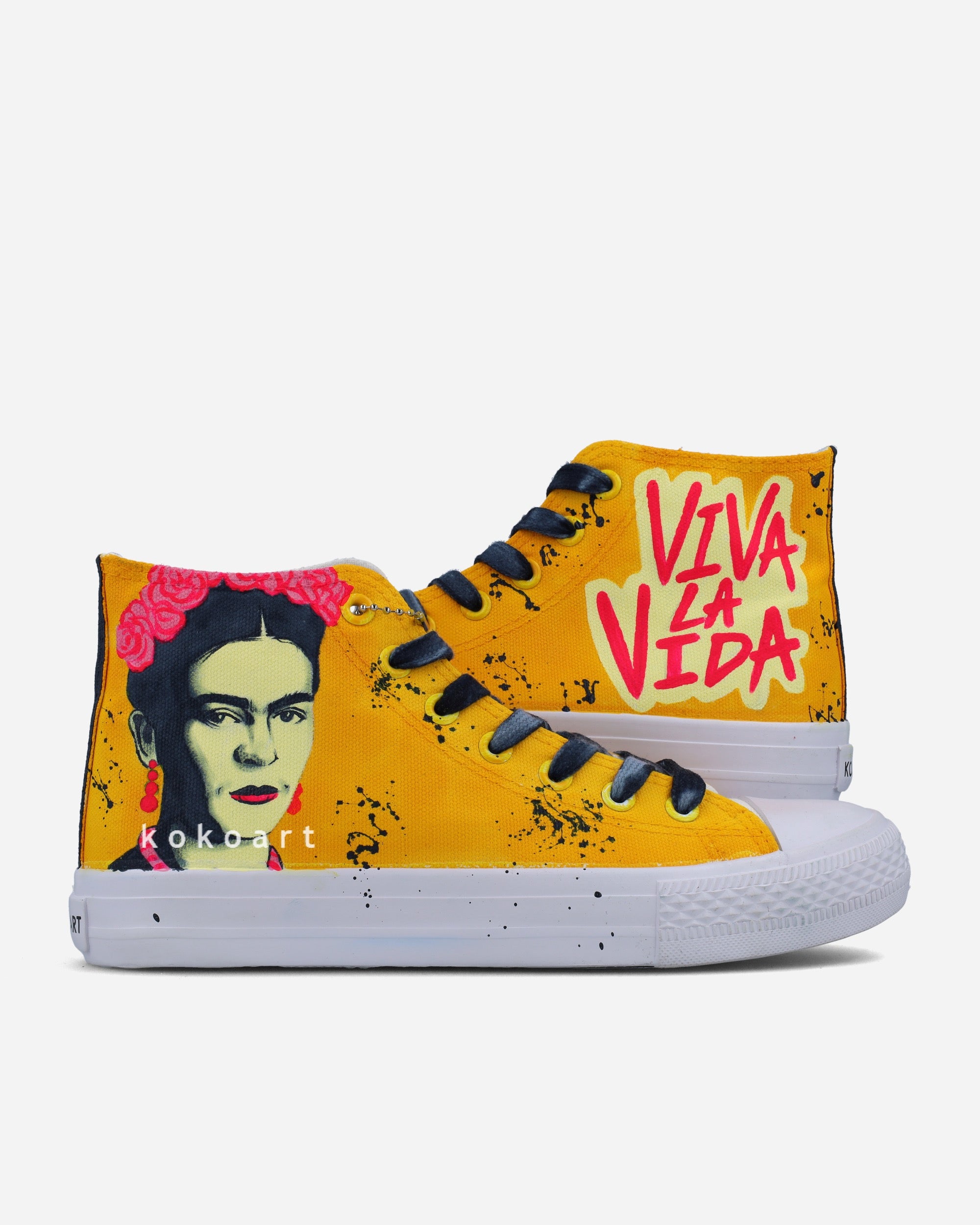 Frida Kahlo Pop Art Yellow Hand Painted Shoes