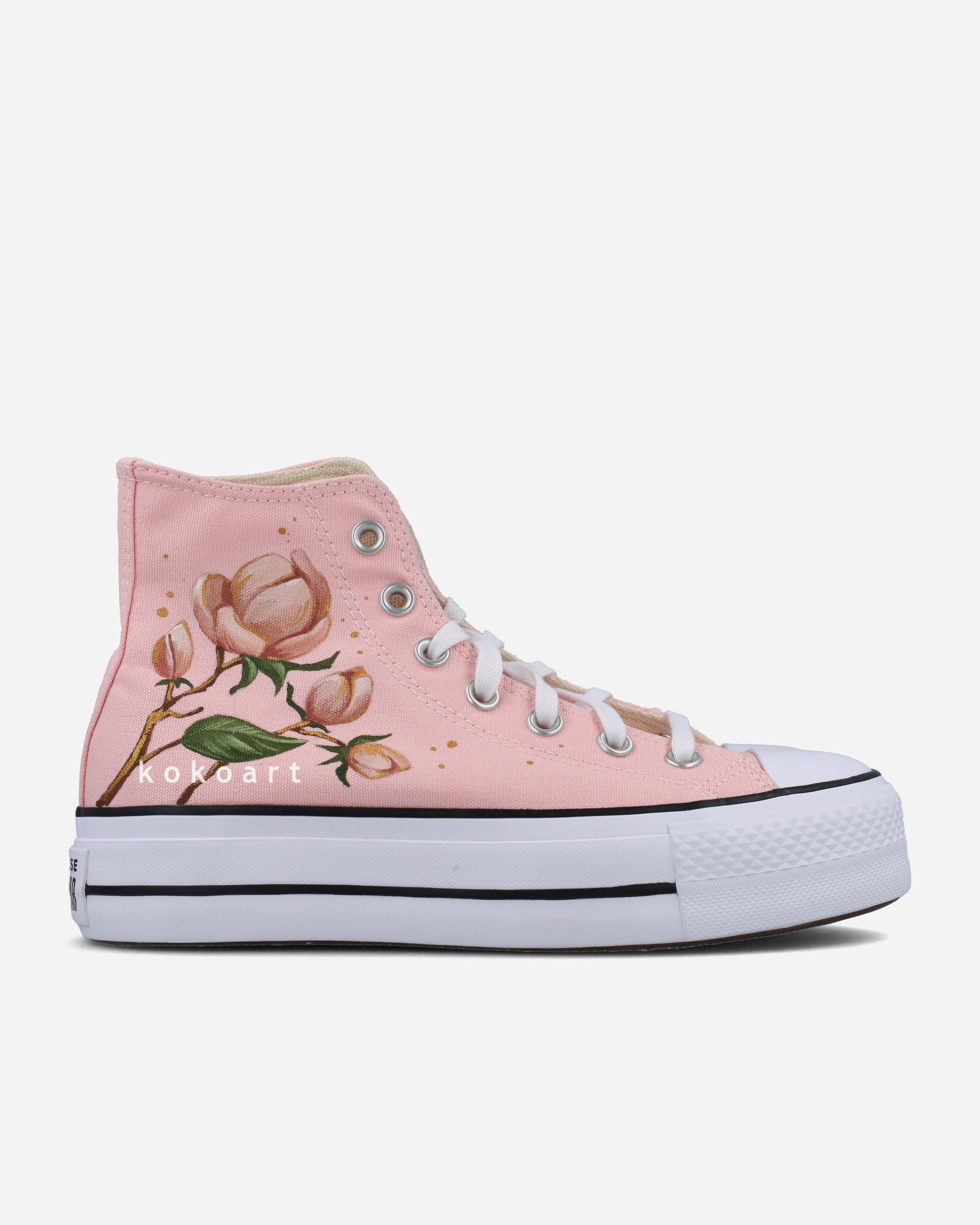 All Star Platforms Hand Painted Flowers