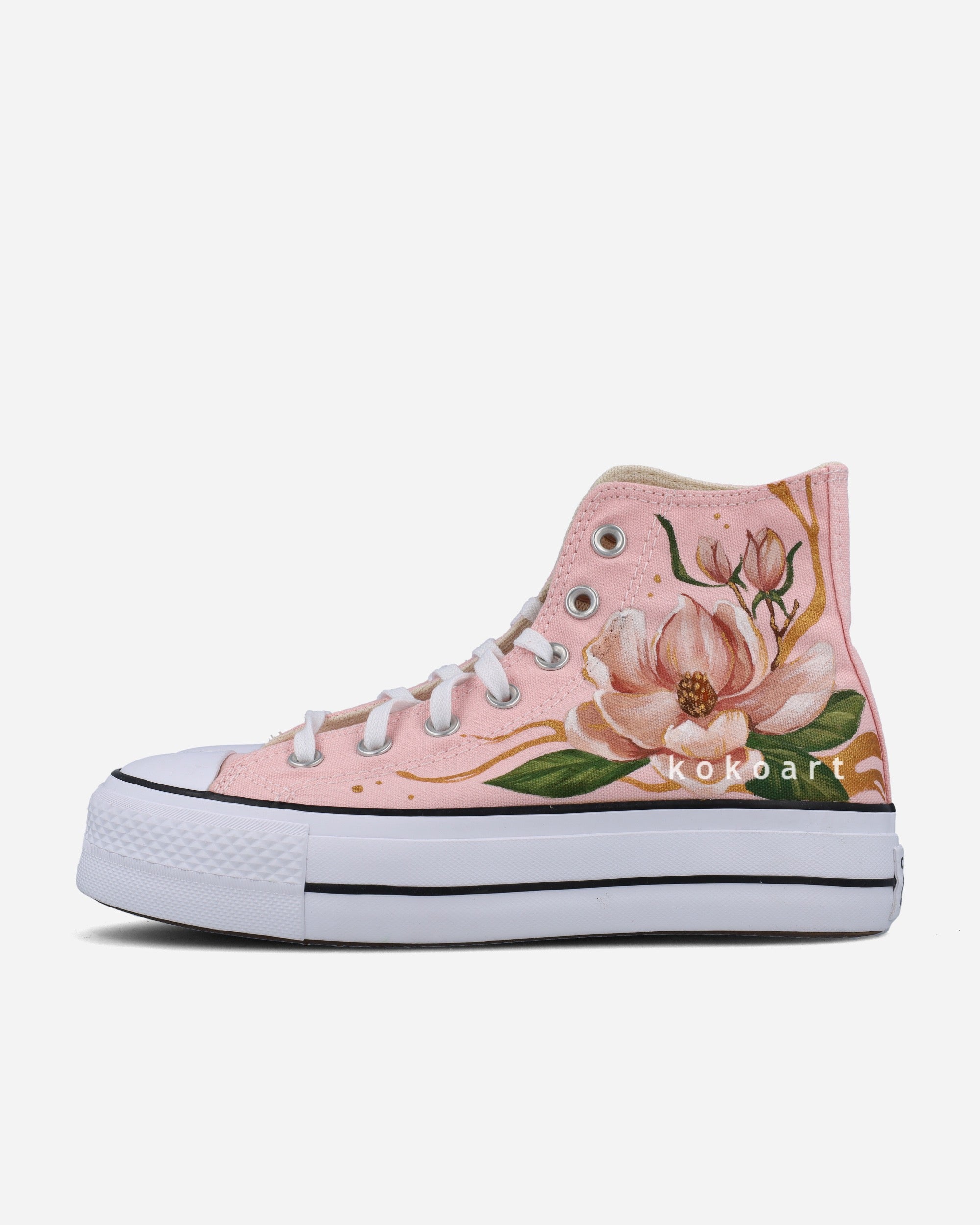 All Star Platforms Hand Painted Flowers