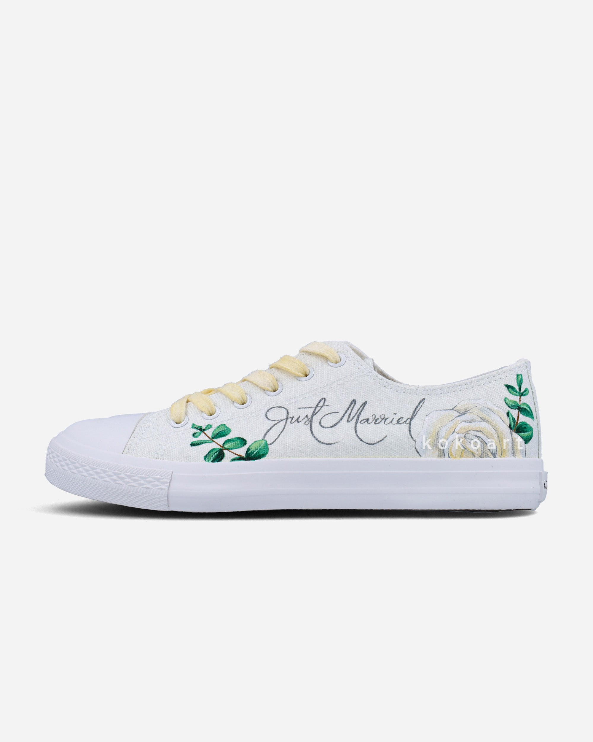 Mr & Mrs White Roses Hand Painted Wedding Shoes