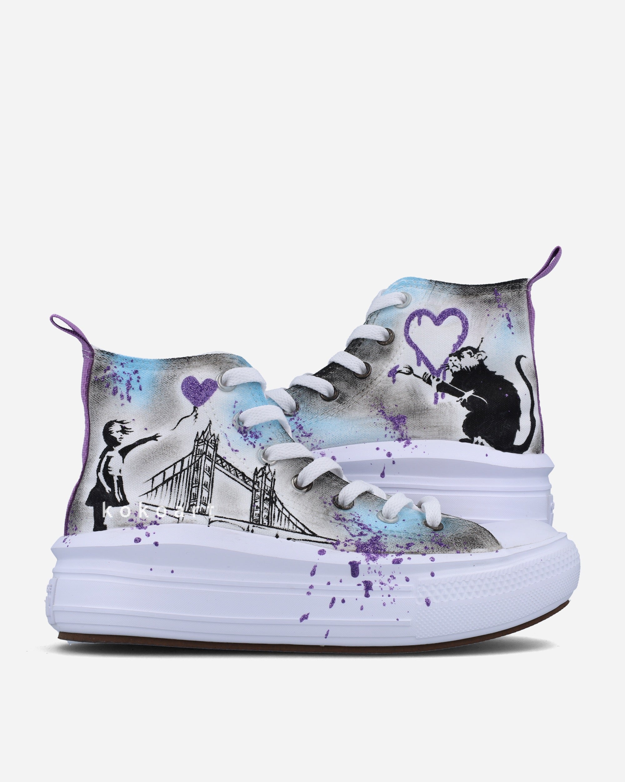 All Star Platforms Hand Painted Graffiti Design