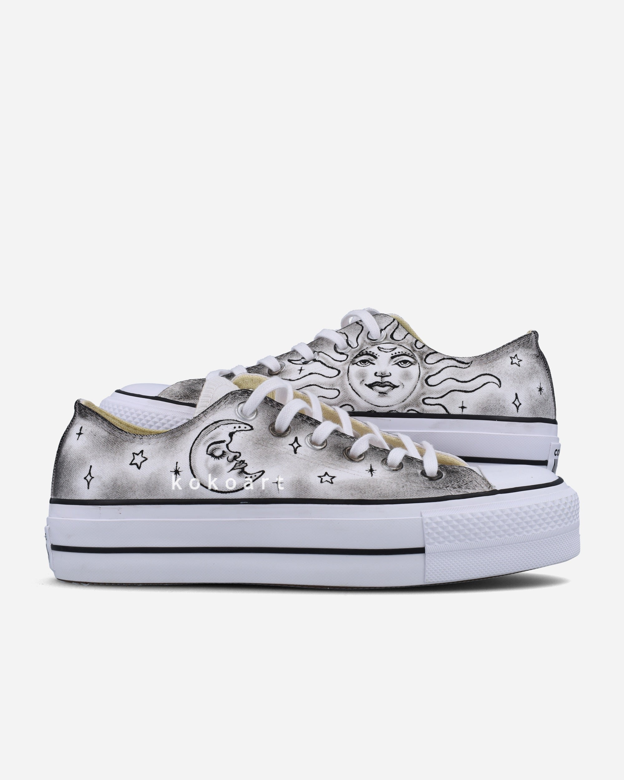 All Star Platforms Hand Painted Sun and Moon