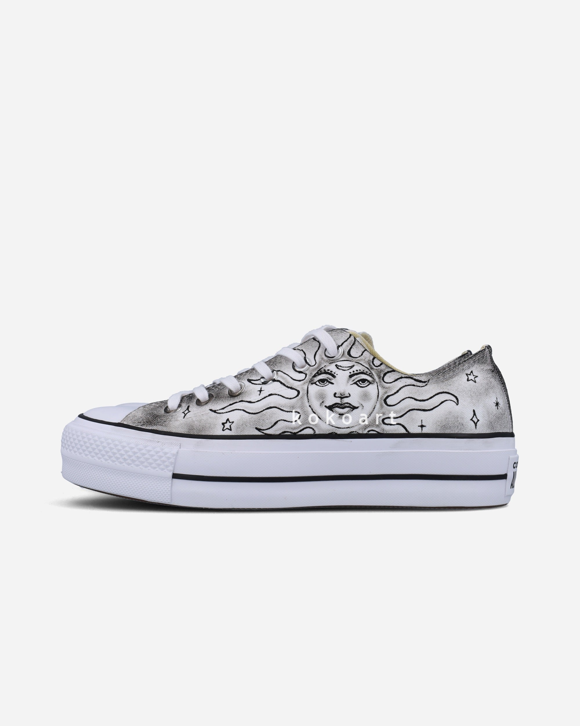 All Star Platforms Hand Painted Sun and Moon