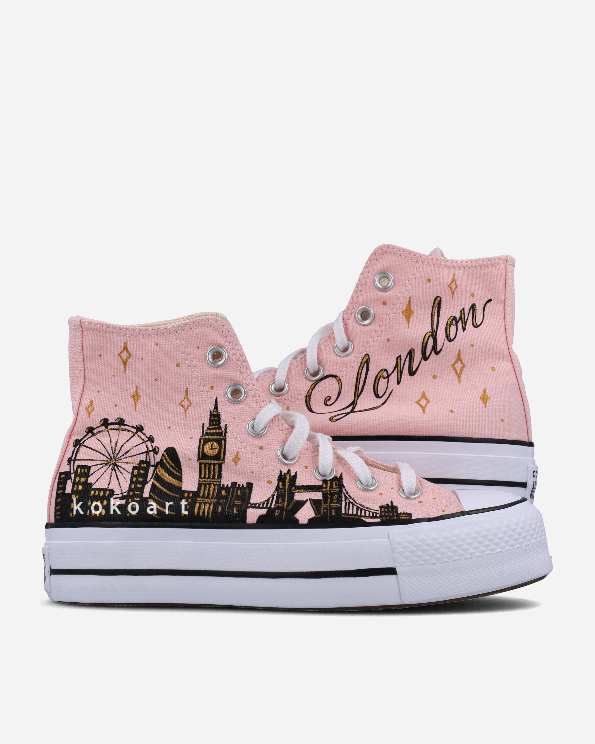 All Star Platforms Hand Painted London Skyline