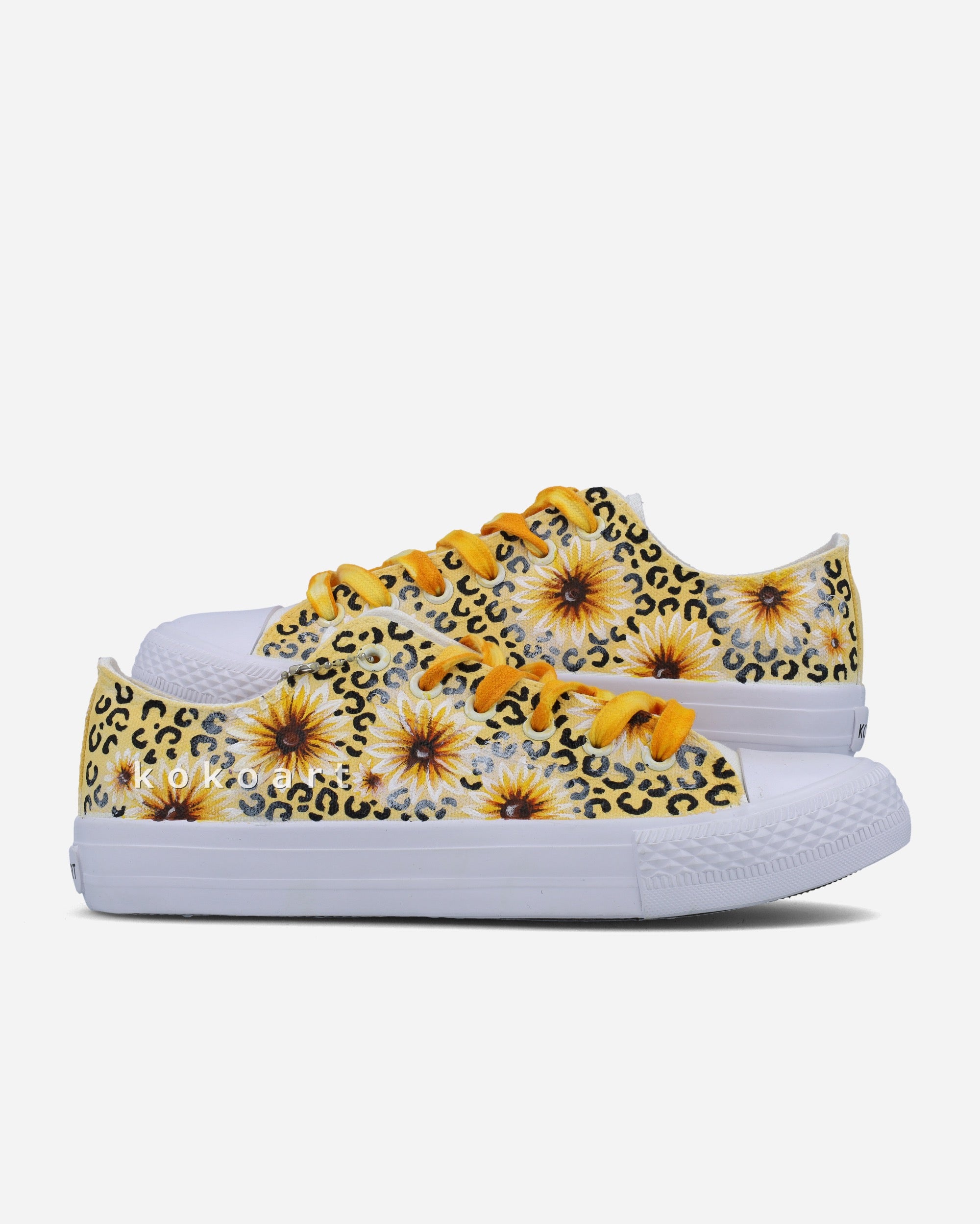 Leopard Print and Sunflowers Hand Painted Shoes