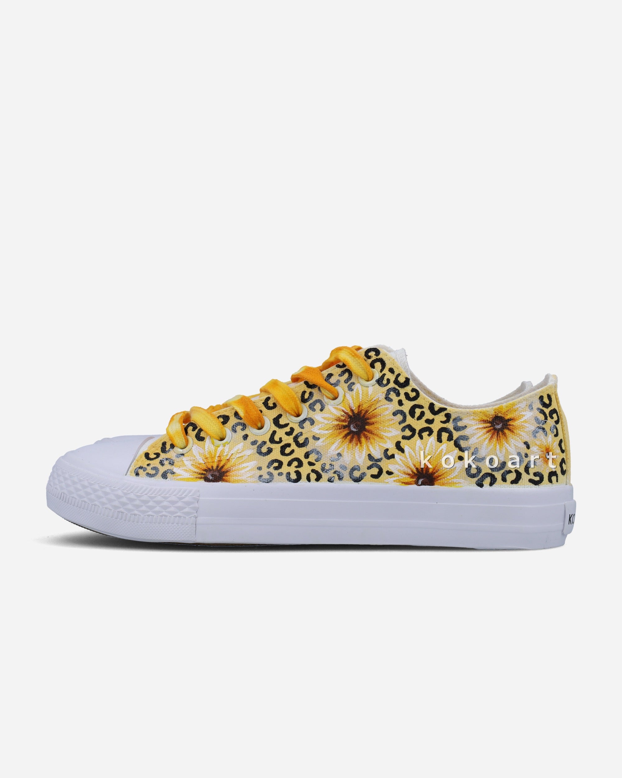 Leopard Print and Sunflowers Hand Painted Shoes