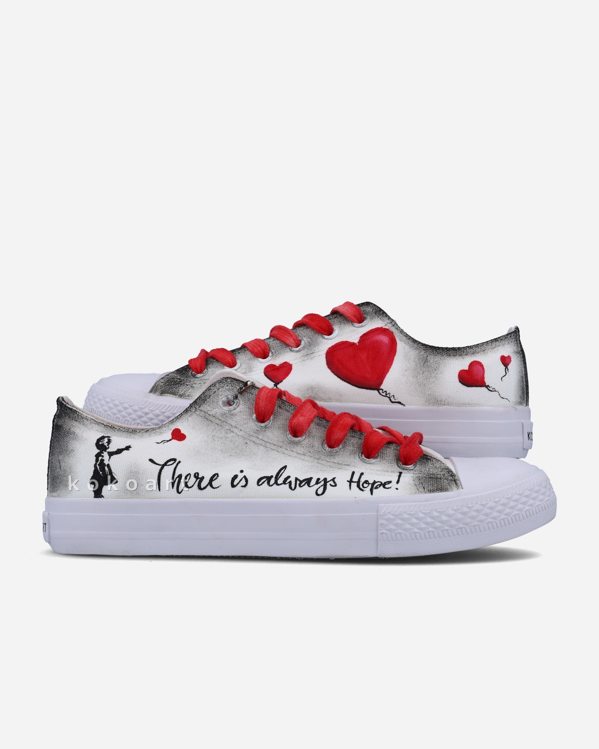 Girl with Balloon Hand Painted Shoes