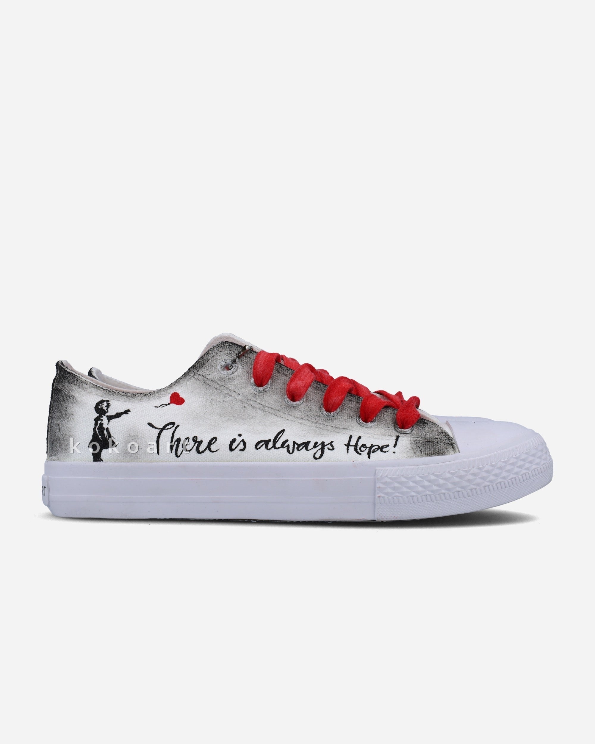 Girl with Balloon Hand Painted Shoes