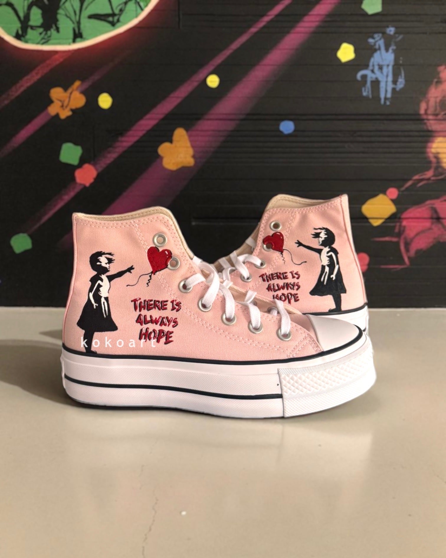 All Star Platforms Hand Painted Graffiti