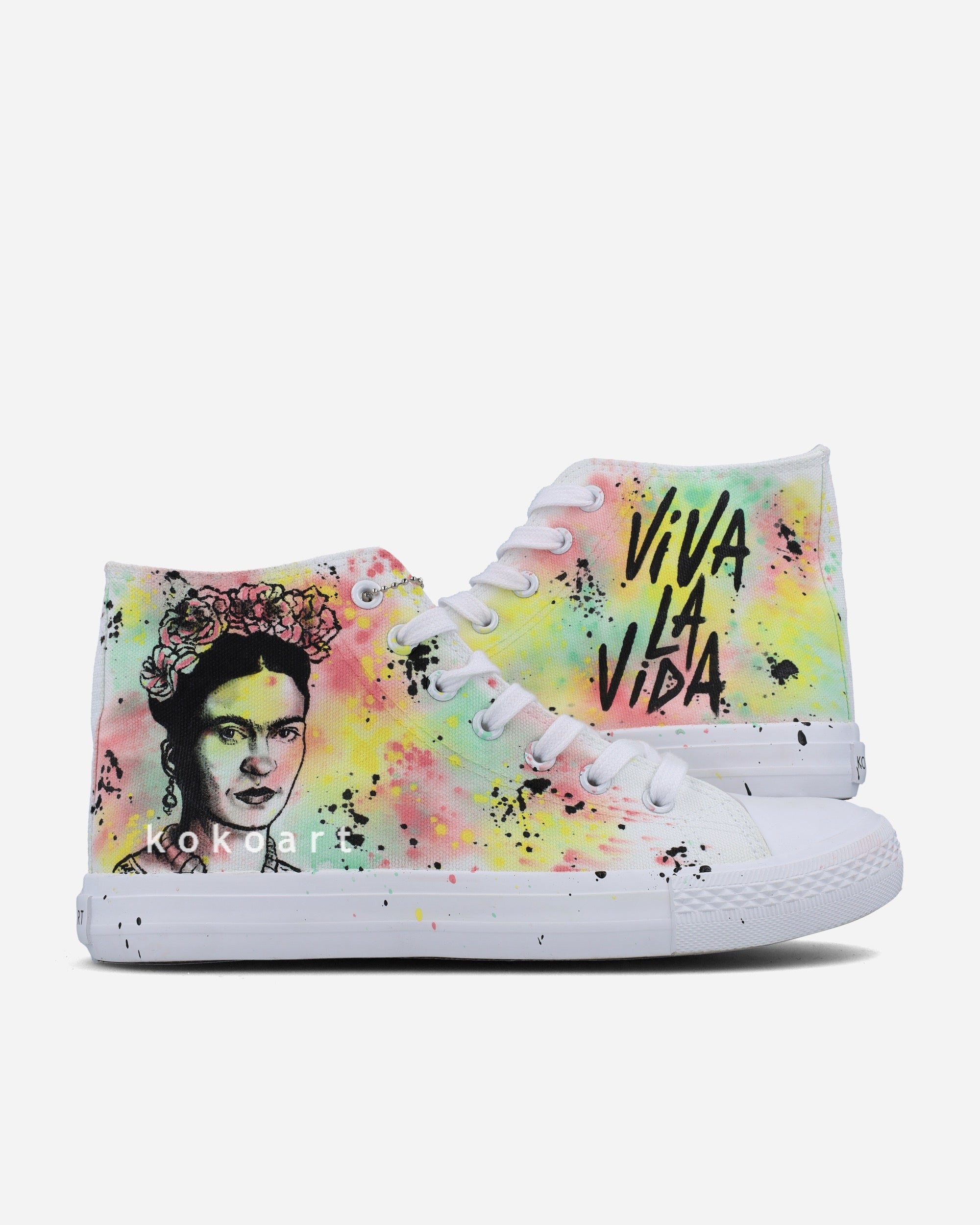 Frida Kahlo Sketchy Portrait Viva la Vida Hand Painted Shoes