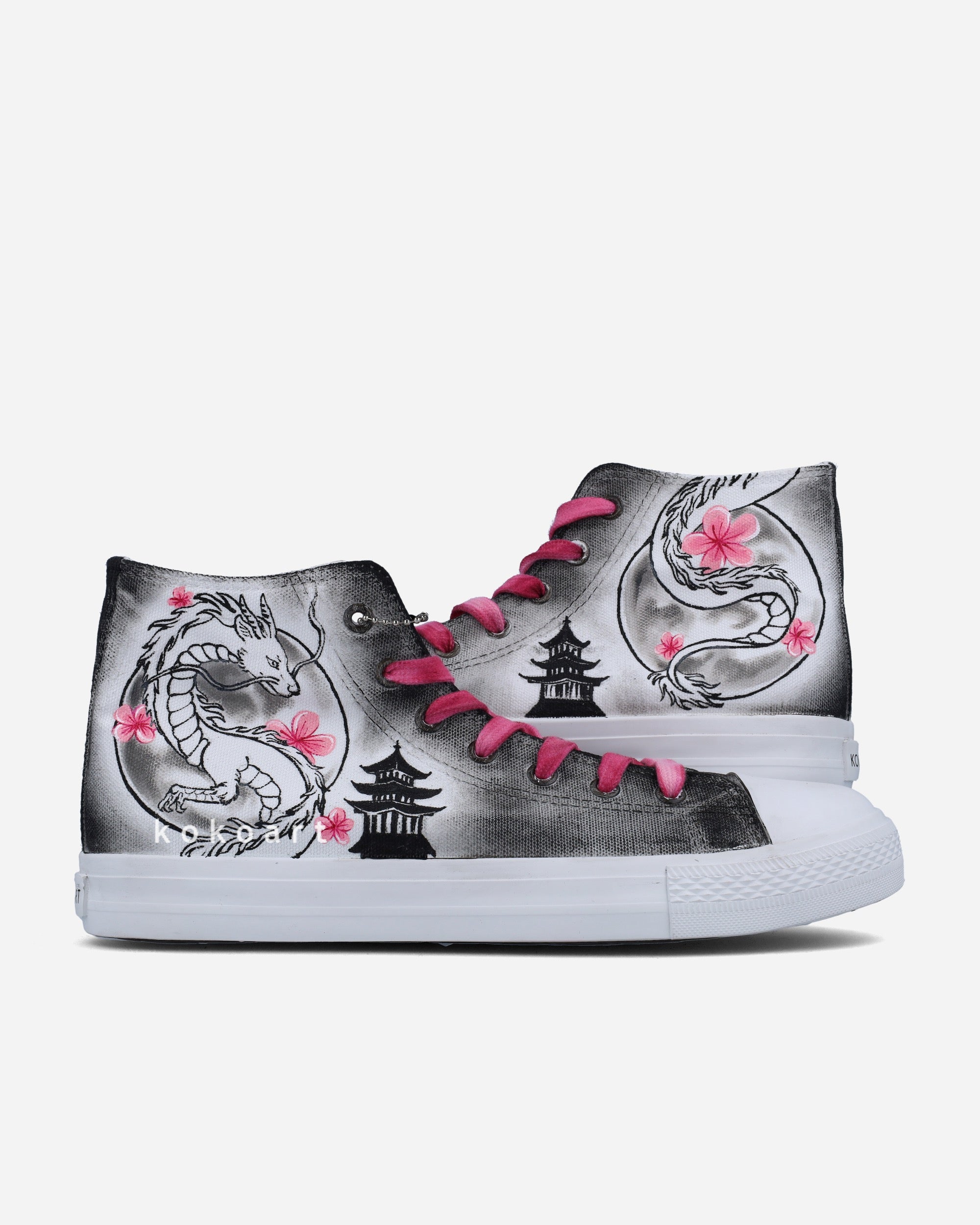 Dragon Sakura Hand Painted Shoes