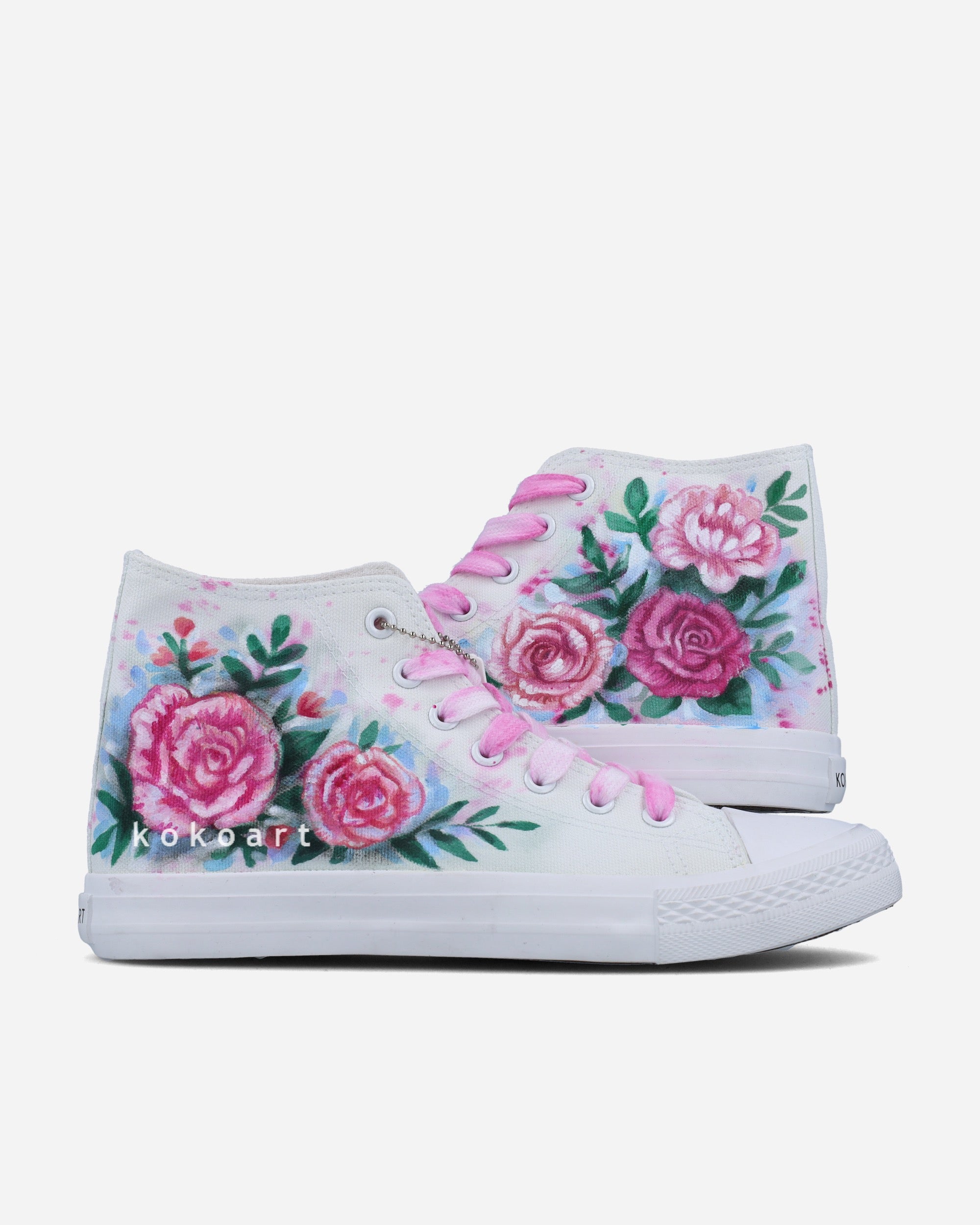 Pink Roses Hand Painted Shoes