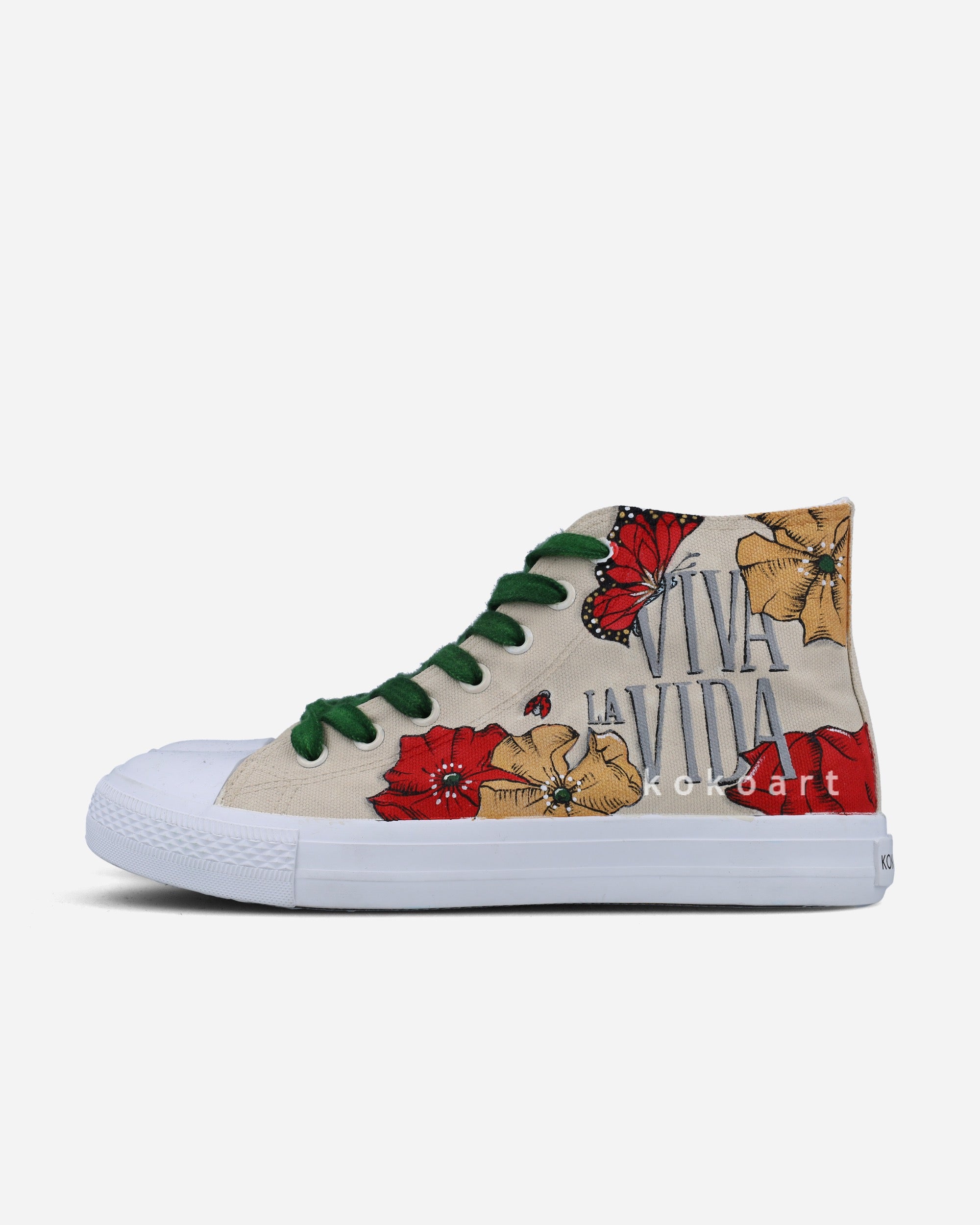 Frida Kahlo Cream Portrait Hand Painted Shoes