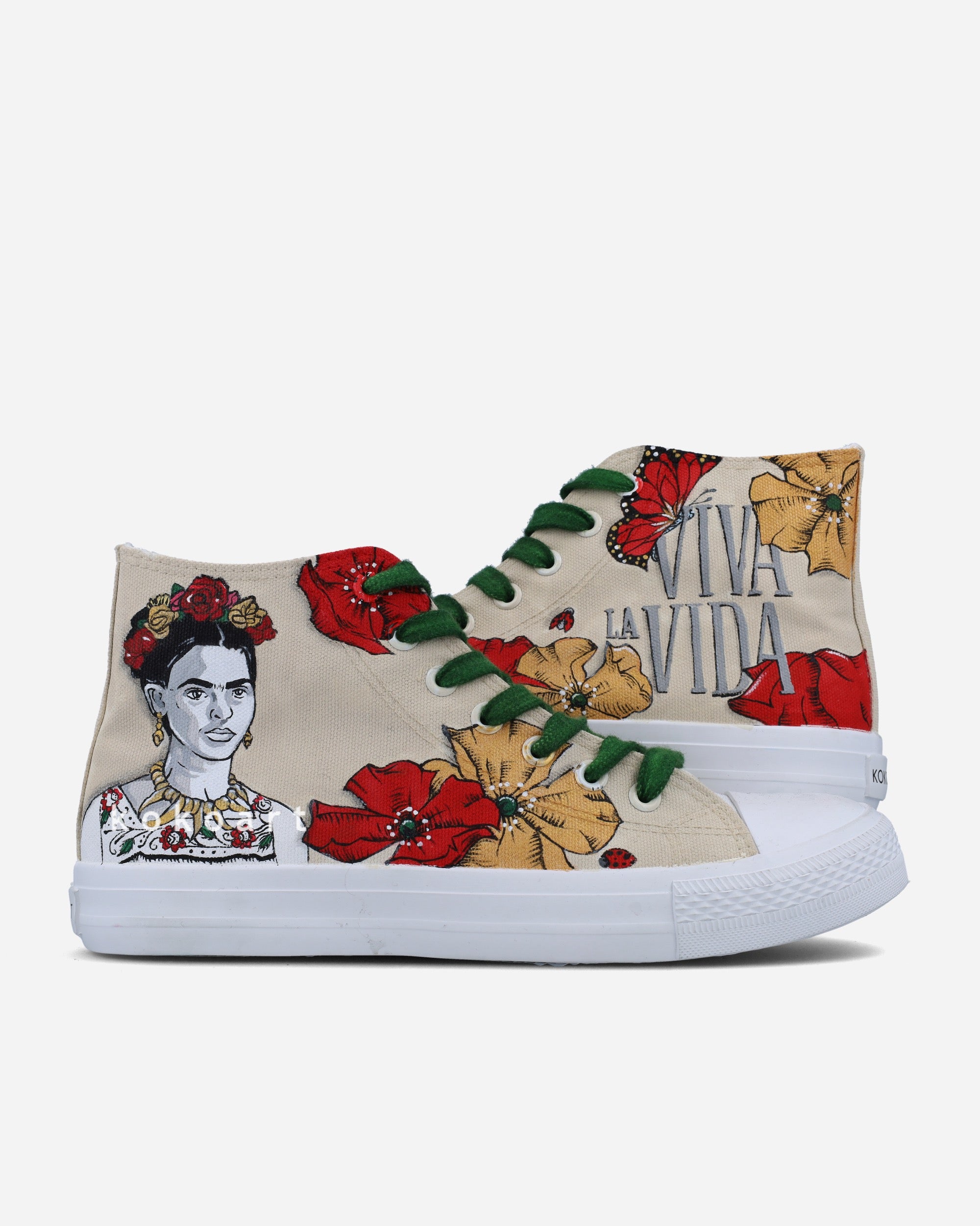 Frida Kahlo Cream Portrait Hand Painted Shoes