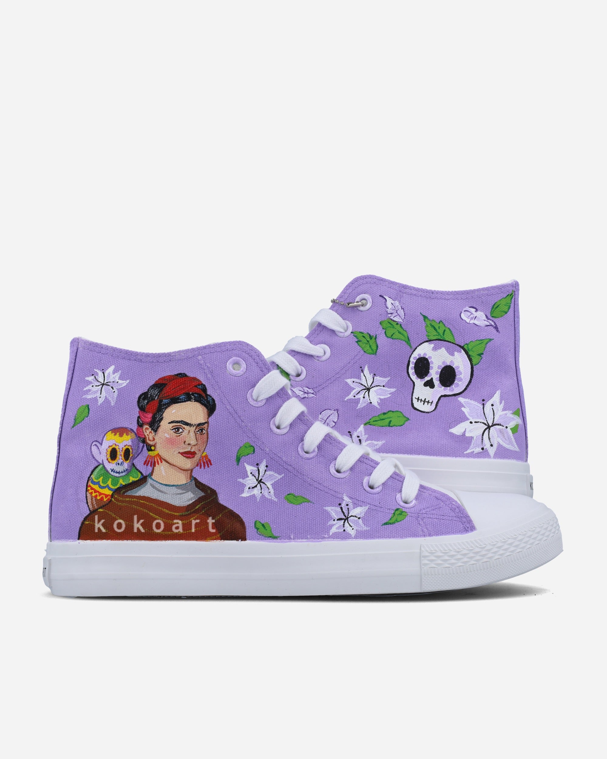 Frida Kahlo Lilac Te Amo Mexico Hand Painted Shoes