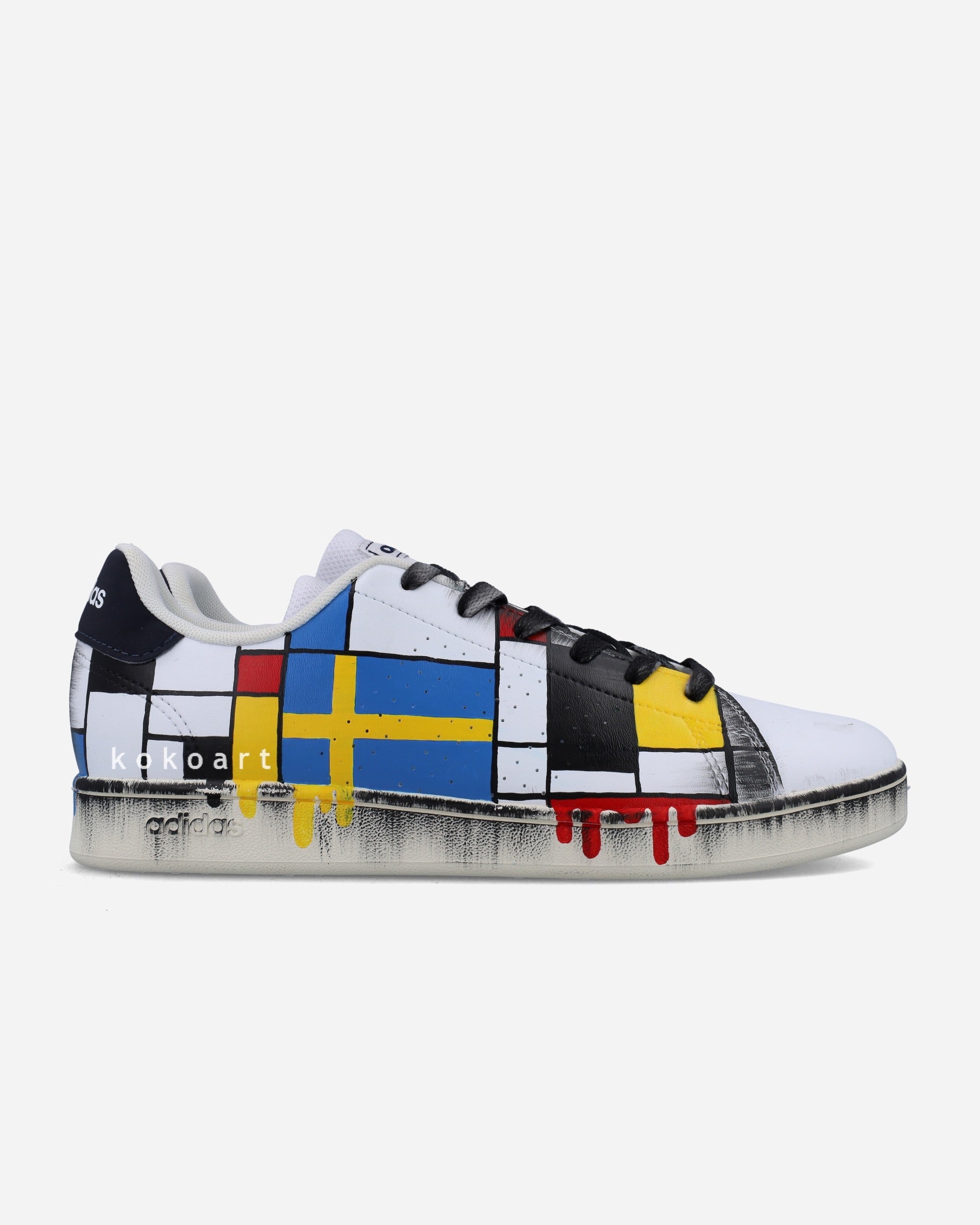 Customisable Hand Painted Adidas Mondrian with Flags