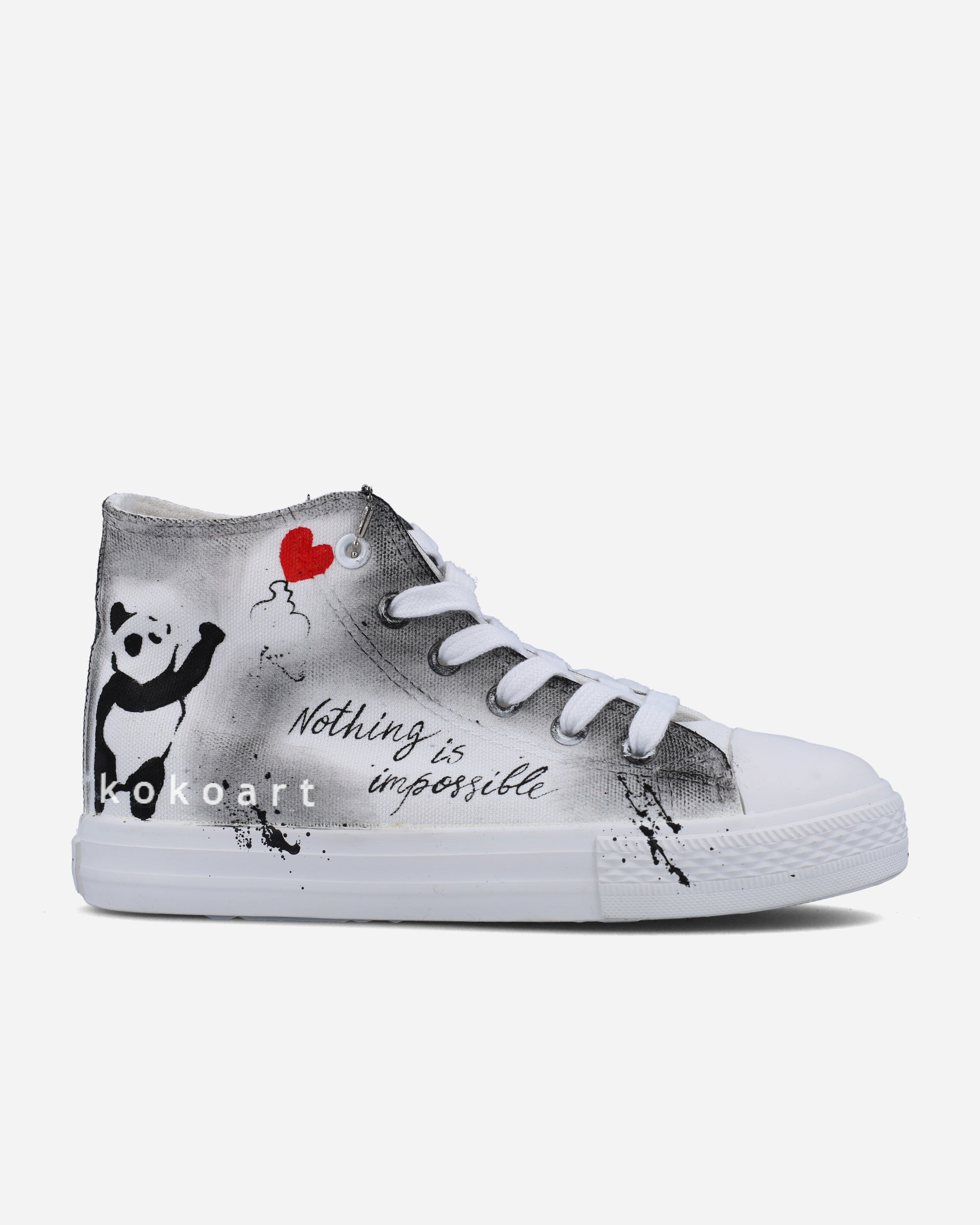 Girl with Balloon Hand Painted Shoes