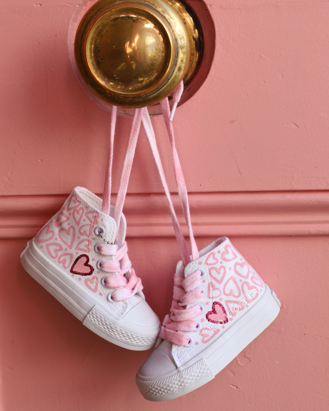 Love Pink Hearts Hand Painted Shoes