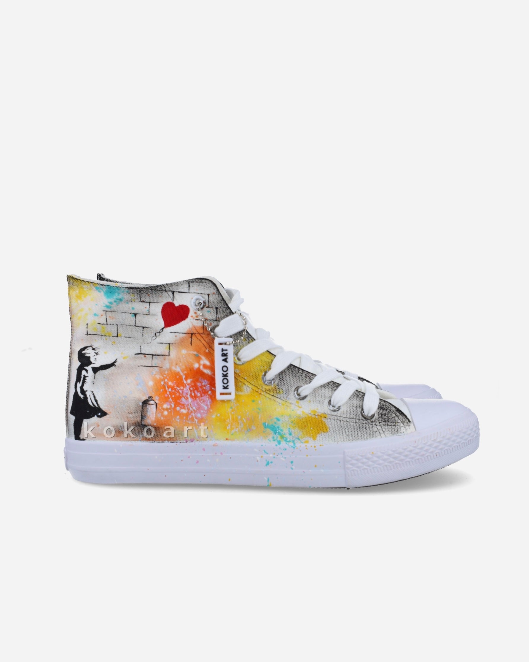 Banksy Girl with Balloon Graffiti Wall Hand Painted Shoes