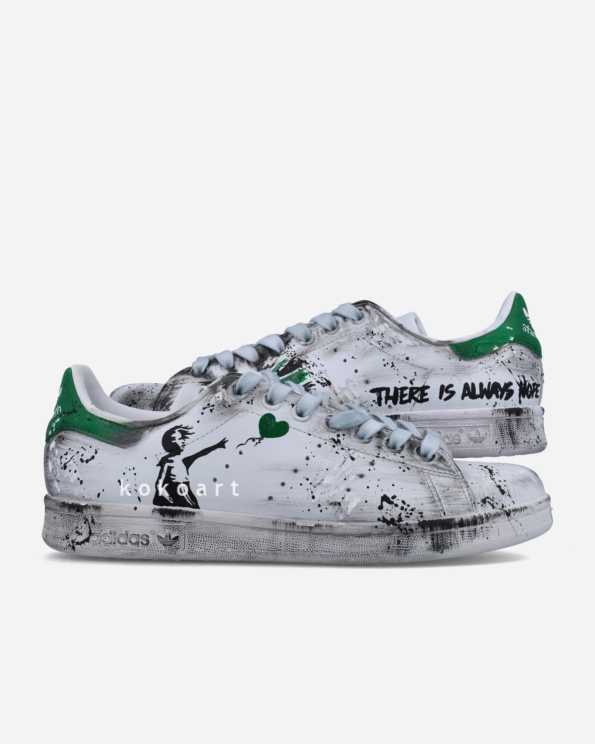 Stan Smith Hand Painted Girl with Balloon Distressed