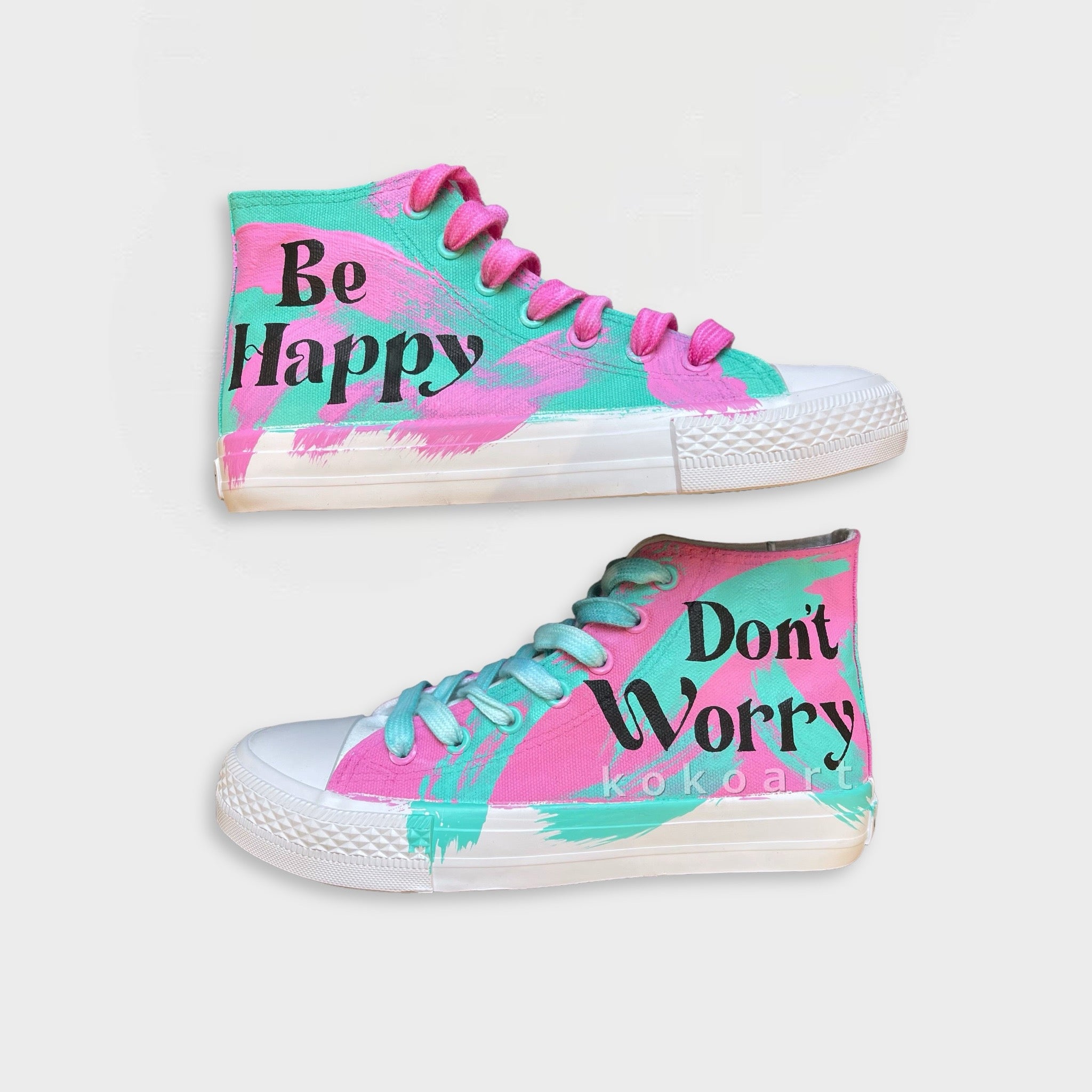 Don't Worry Be Happy Hand Painted Shoes