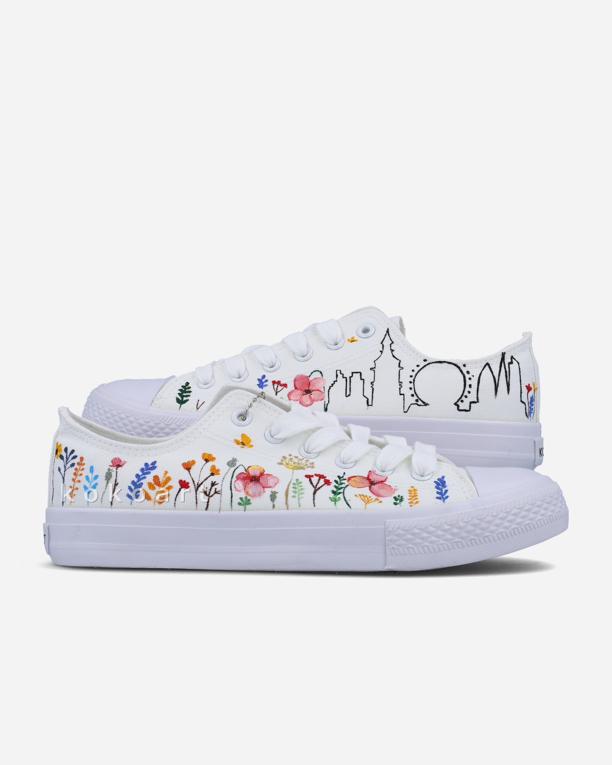 London Floral Skyline Hand Painted Shoes