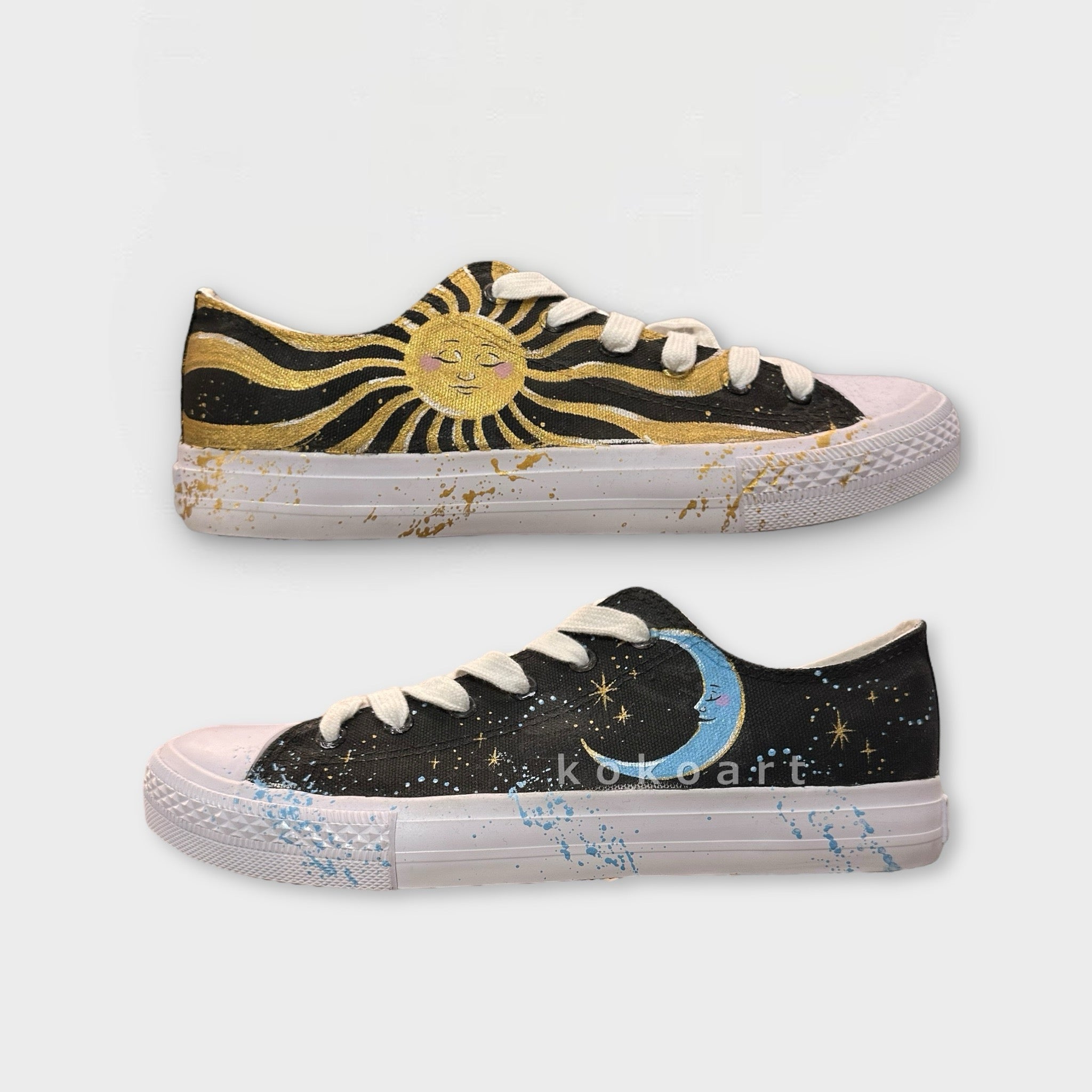 Sun And Moon Hand Painted Shoes