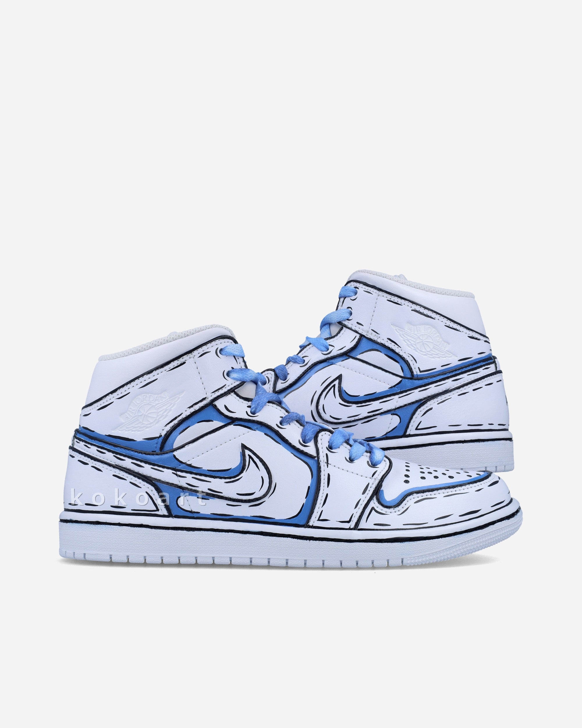 Powder blue and white jordans best sale