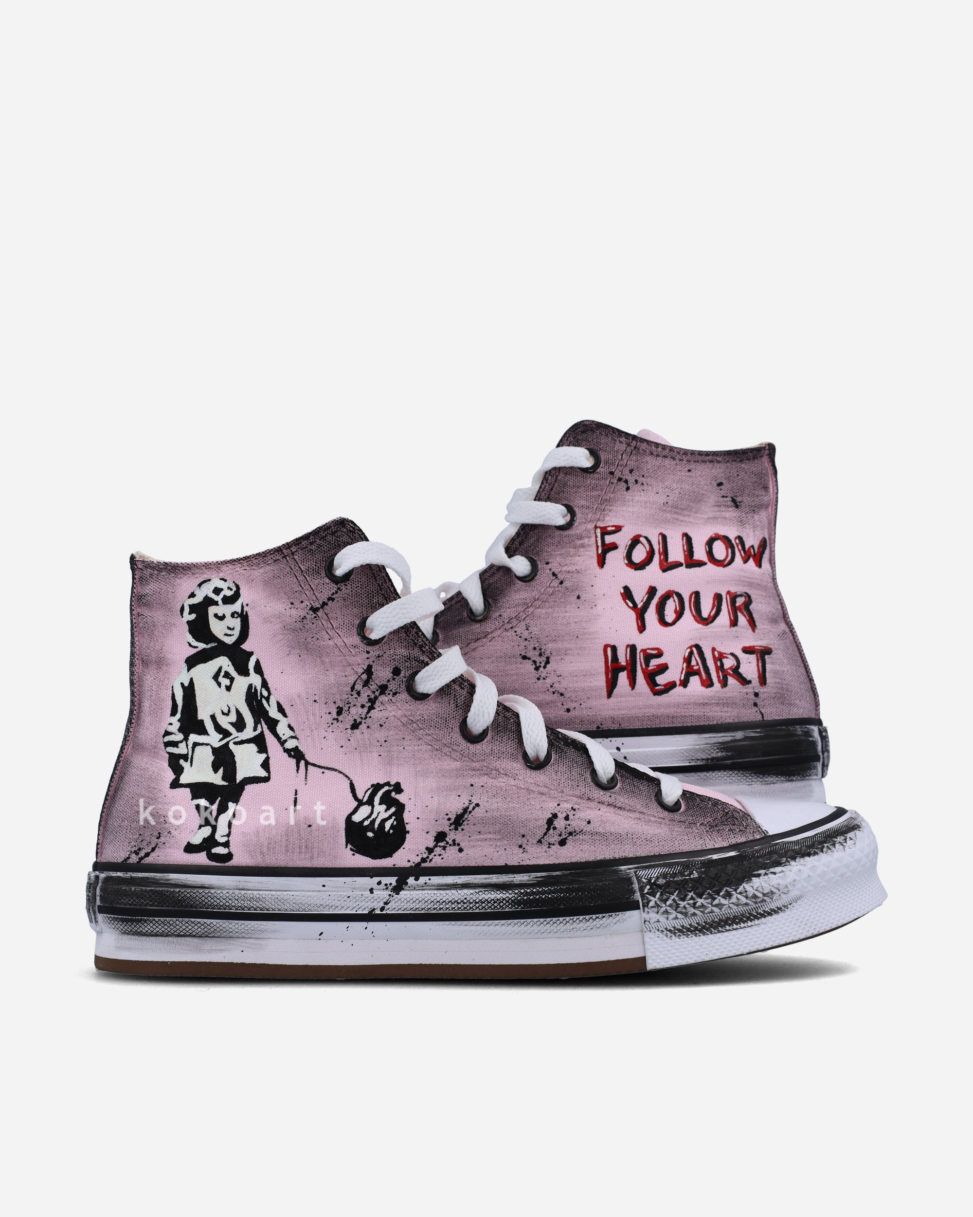 Hand Painted Converse Platform Follow your Heart by Koko Art (Made to Order)