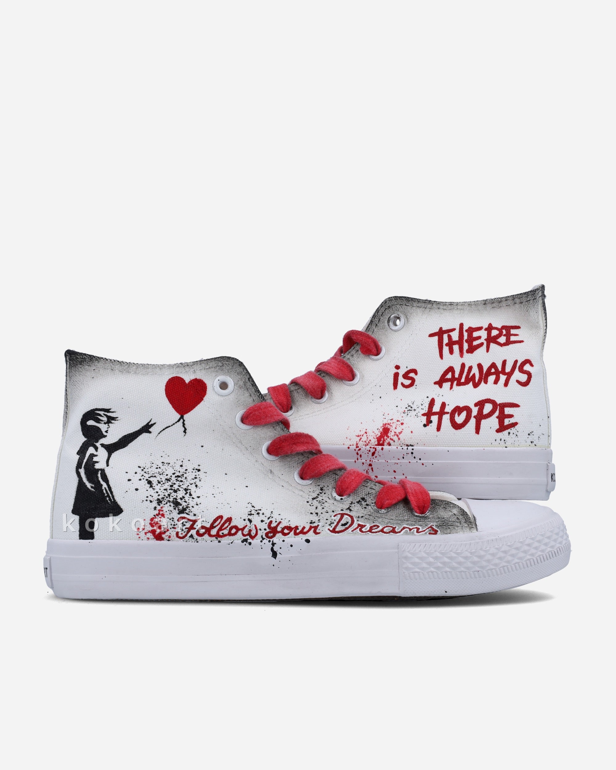Banksy Girl with Balloon Hand Painted Shoes