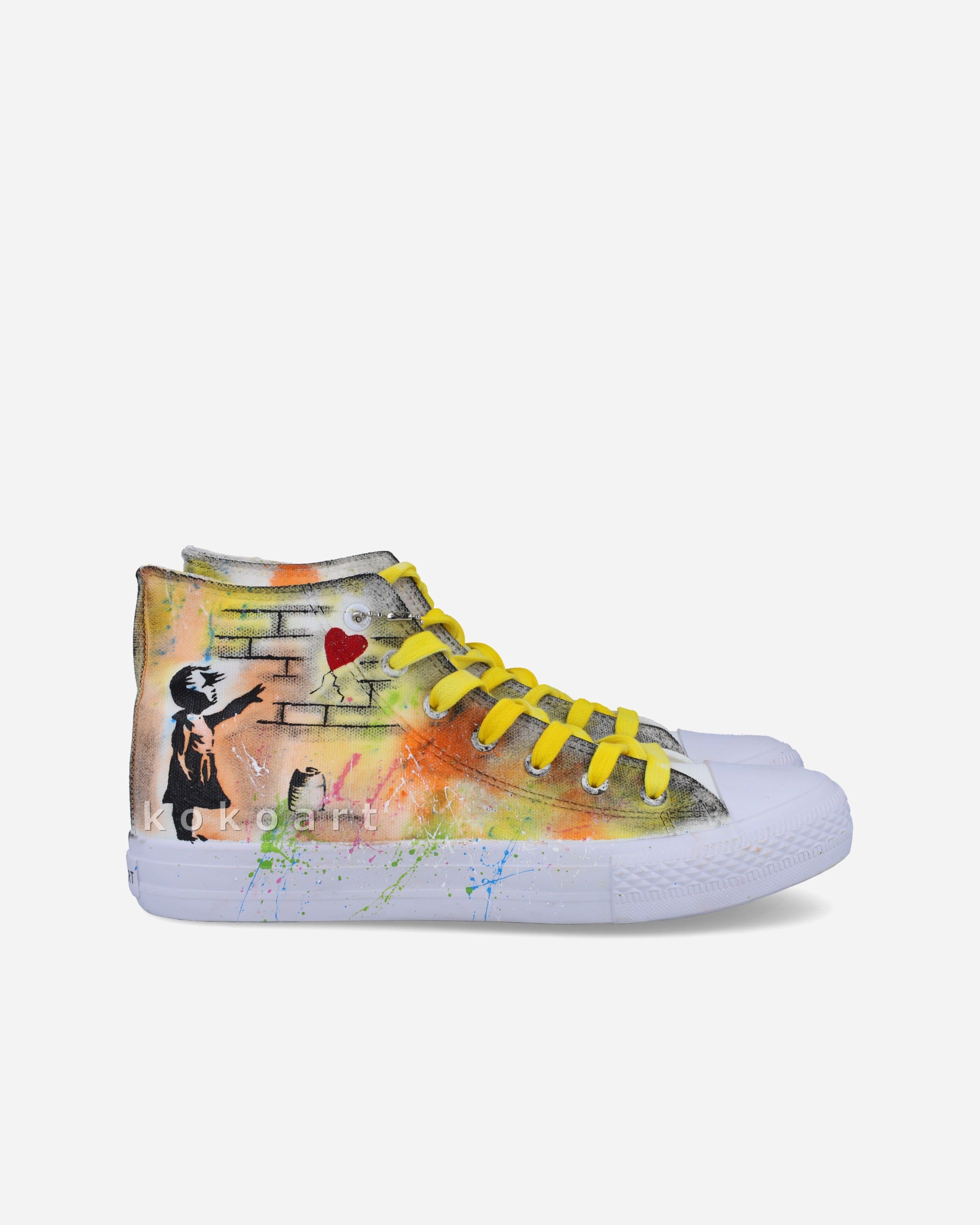 Banksy Girl with Balloon Graffiti Wall Hand Painted Shoes
