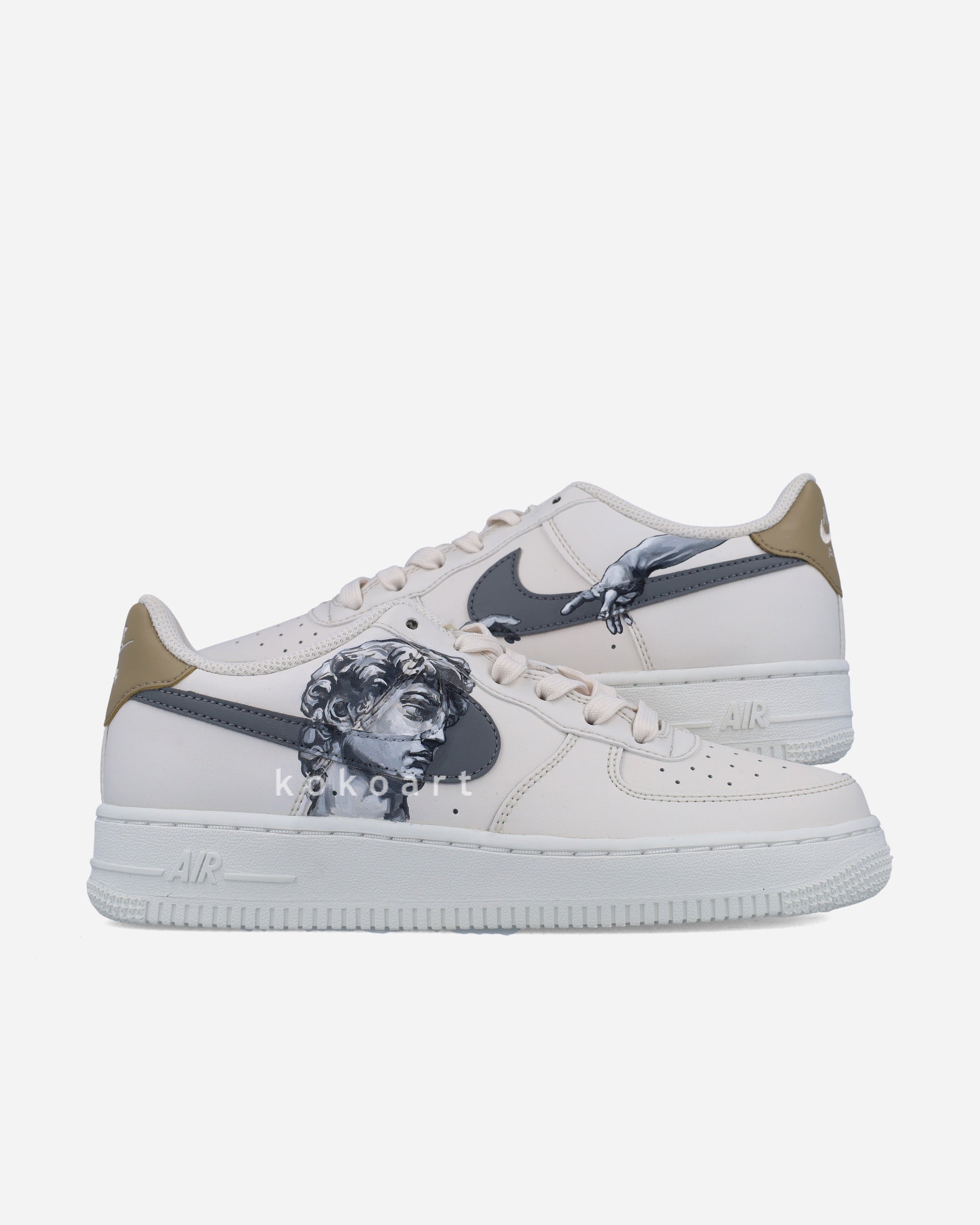 Hand Painted Nike AF1 David Michelangelo Design by Koko Art