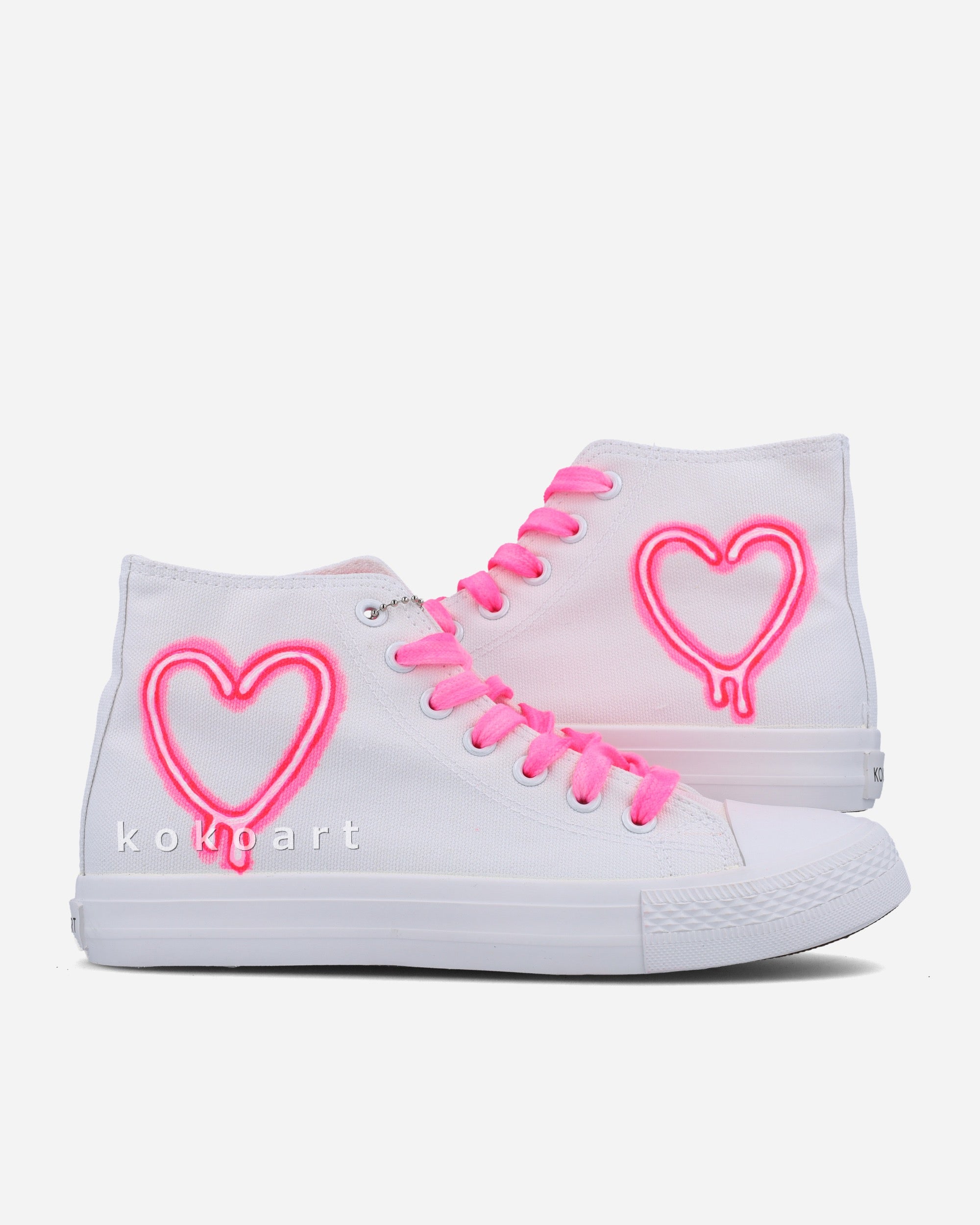 Neon Dripping Heart Hand Painted Shoes