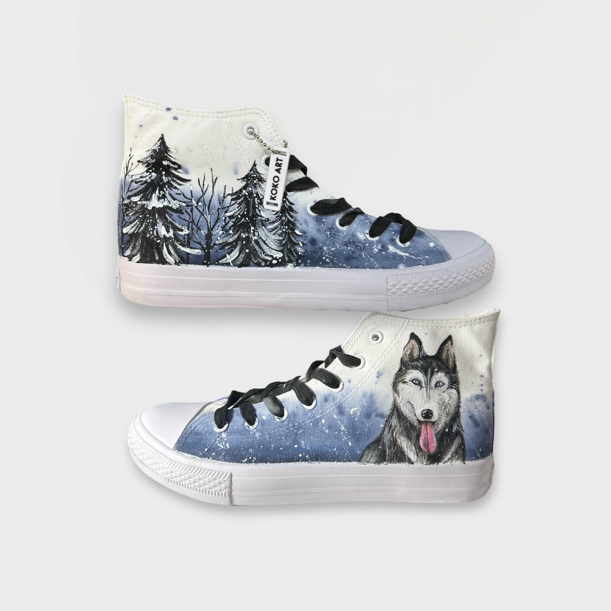 Snow Wolf Hand Painted Shoes