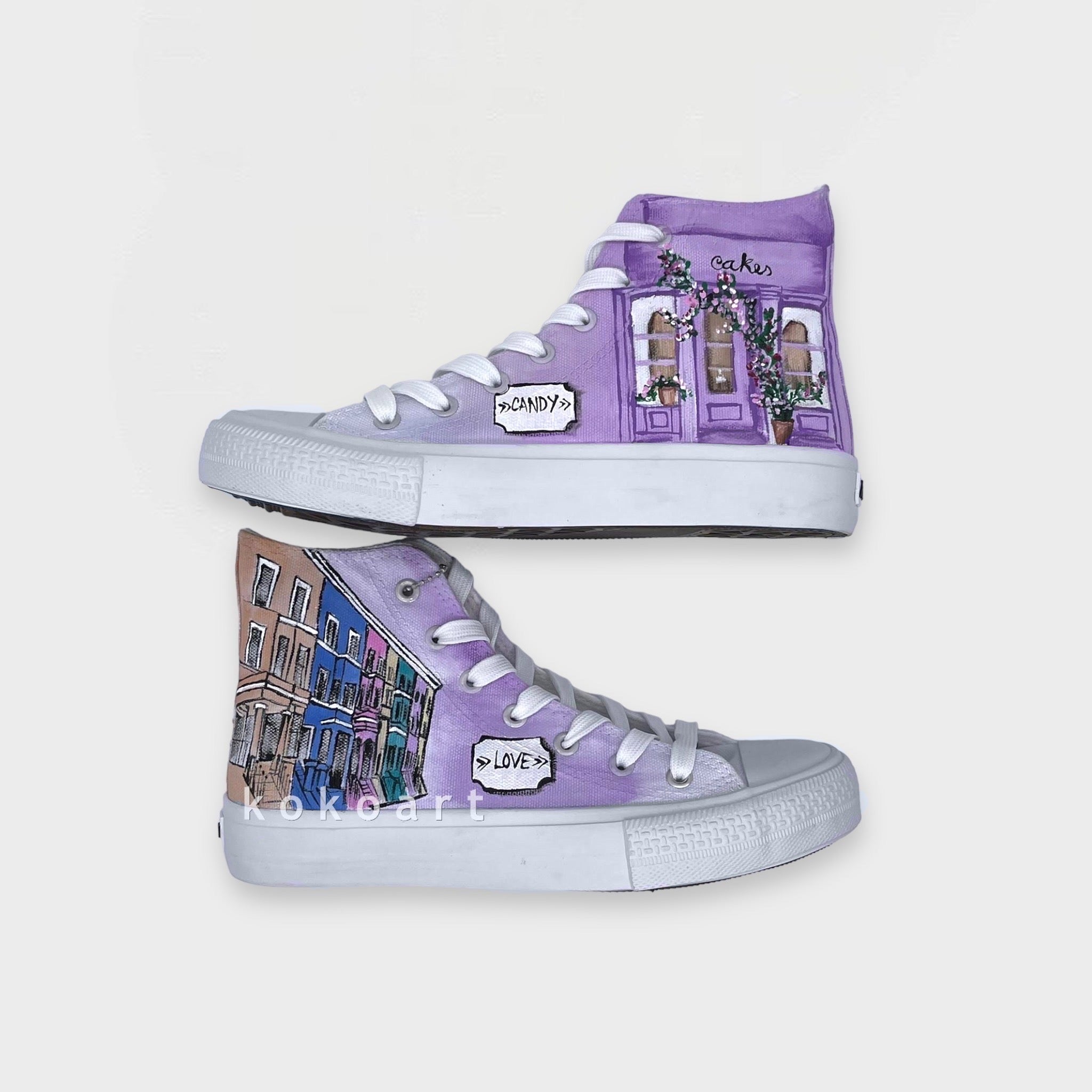 London Lilac Hand Painted Shoes