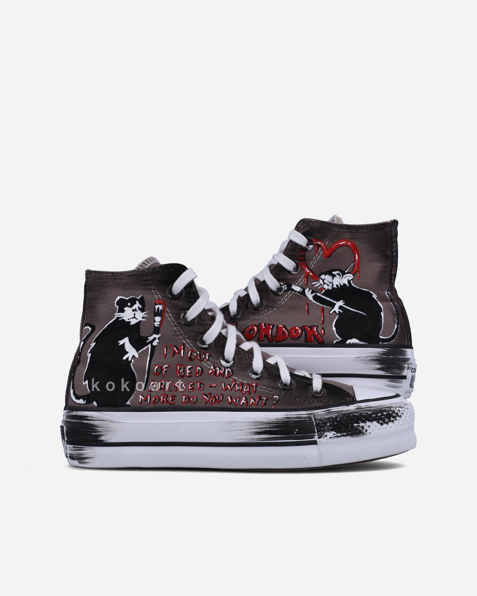 Hand Painted Converse Platform Love Rat Koko Art (Made to Order)