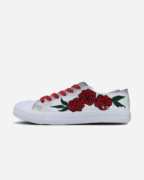Red Roses Hand Painted Shoes - KOKO ART